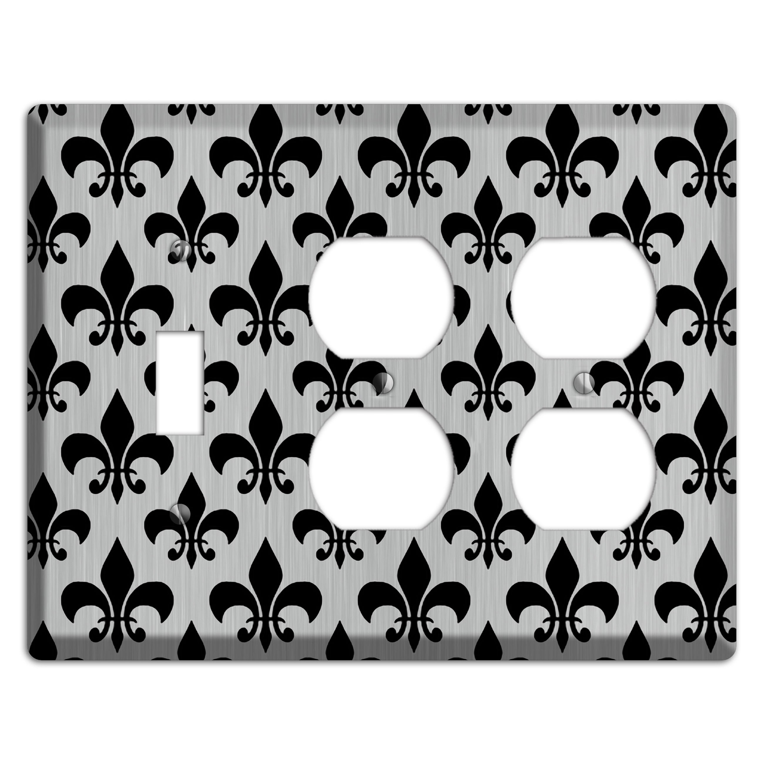 Fleur de Lis Stainless Toggle / 2 Duplex Wallplate