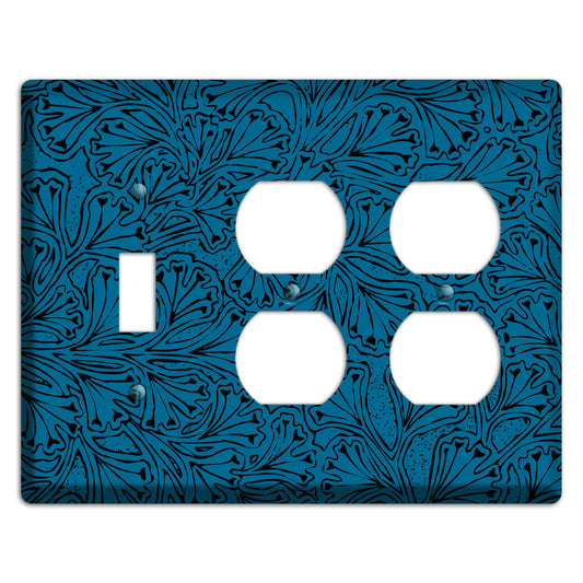 Deco Blue Interlocking Floral Toggle / 2 Duplex Wallplate