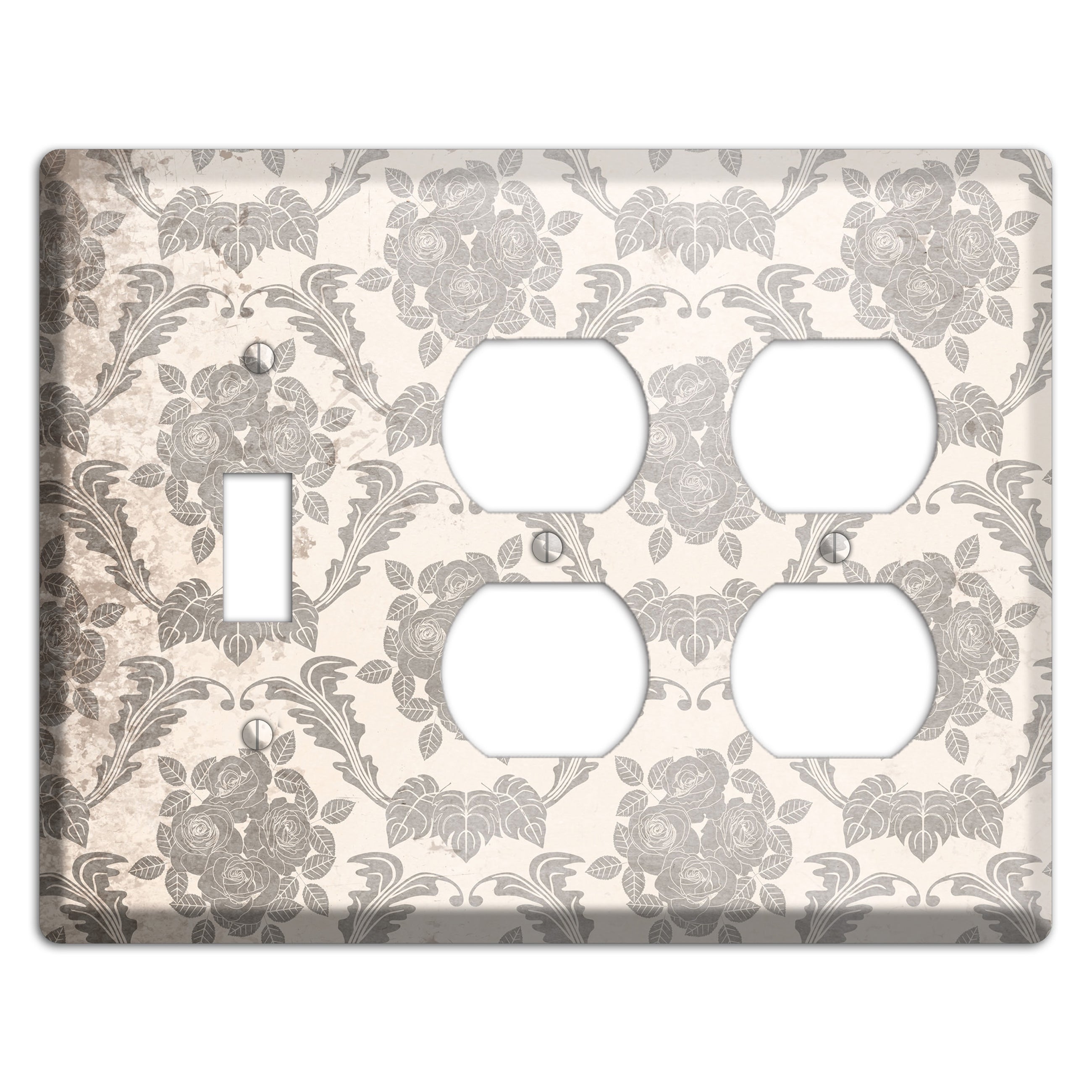 Pearl Bush Vintage Rose Damask Toggle / 2 Duplex Wallplate