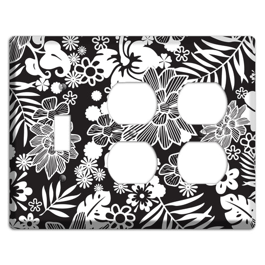 Black with White Tropical Toggle / 2 Duplex Wallplate