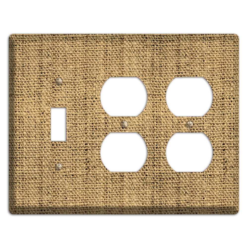 Teak Burlap Toggle / 2 Duplex Wallplate