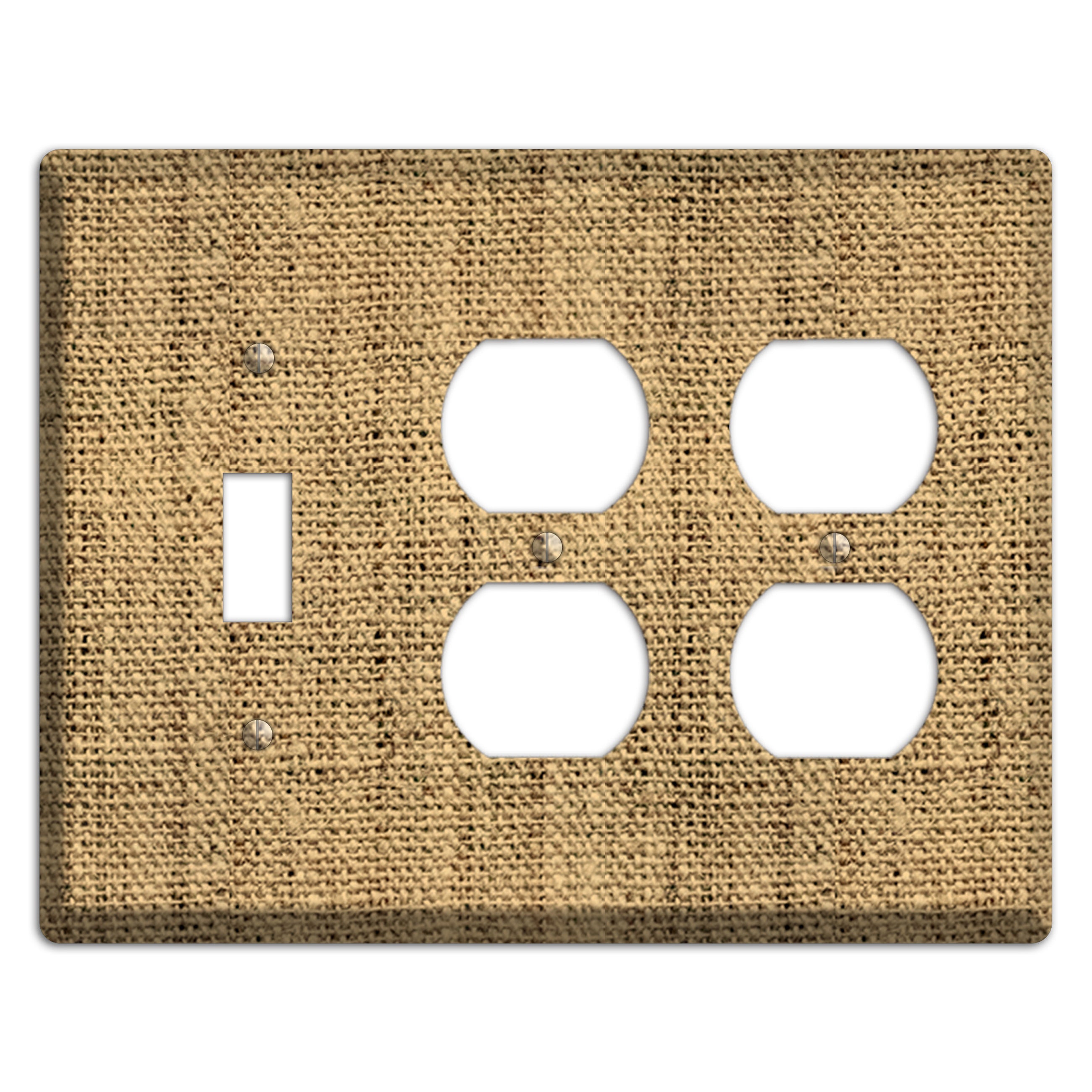 Teak Burlap Toggle / 2 Duplex Wallplate