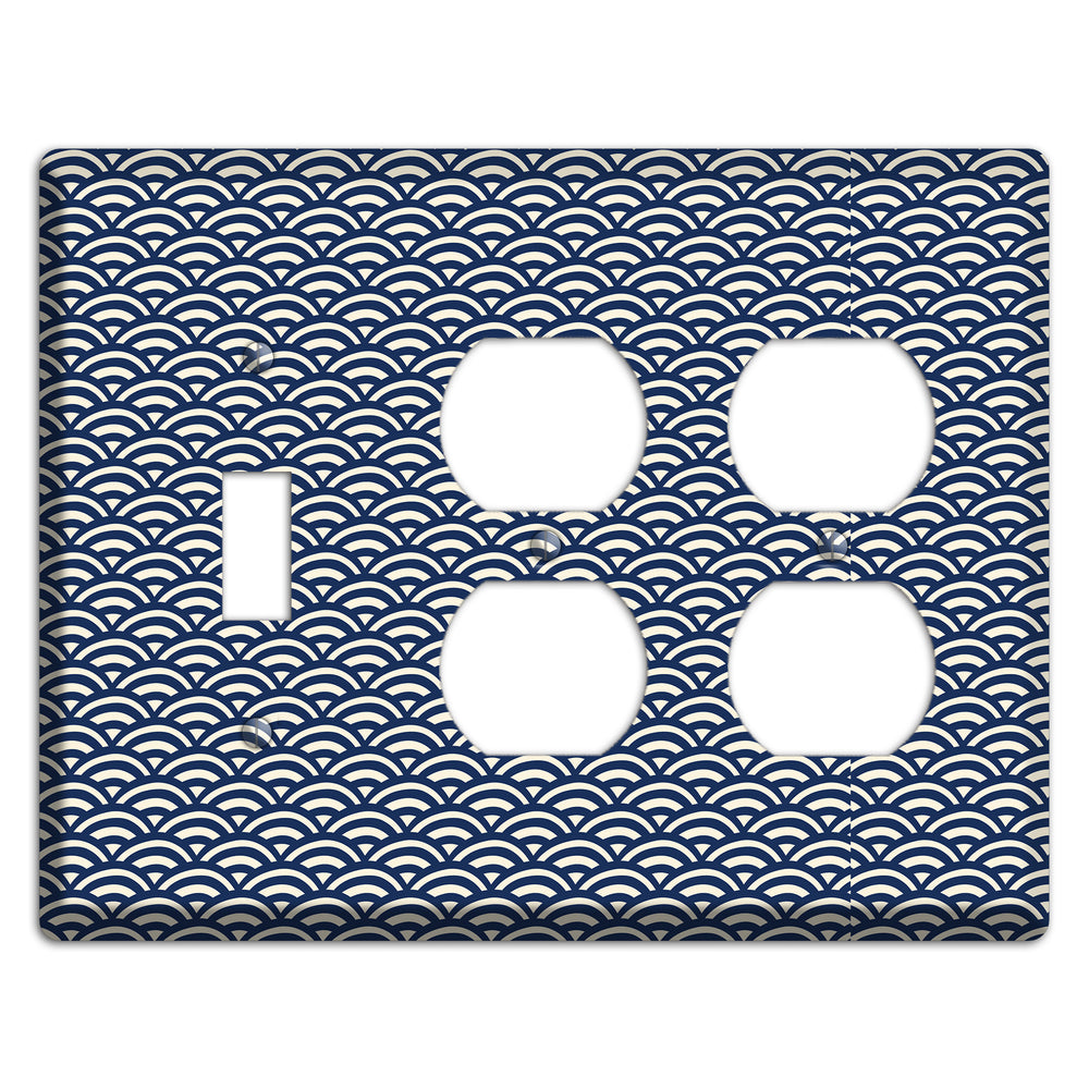 Navy Scallop Print Toggle / 2 Duplex Wallplate
