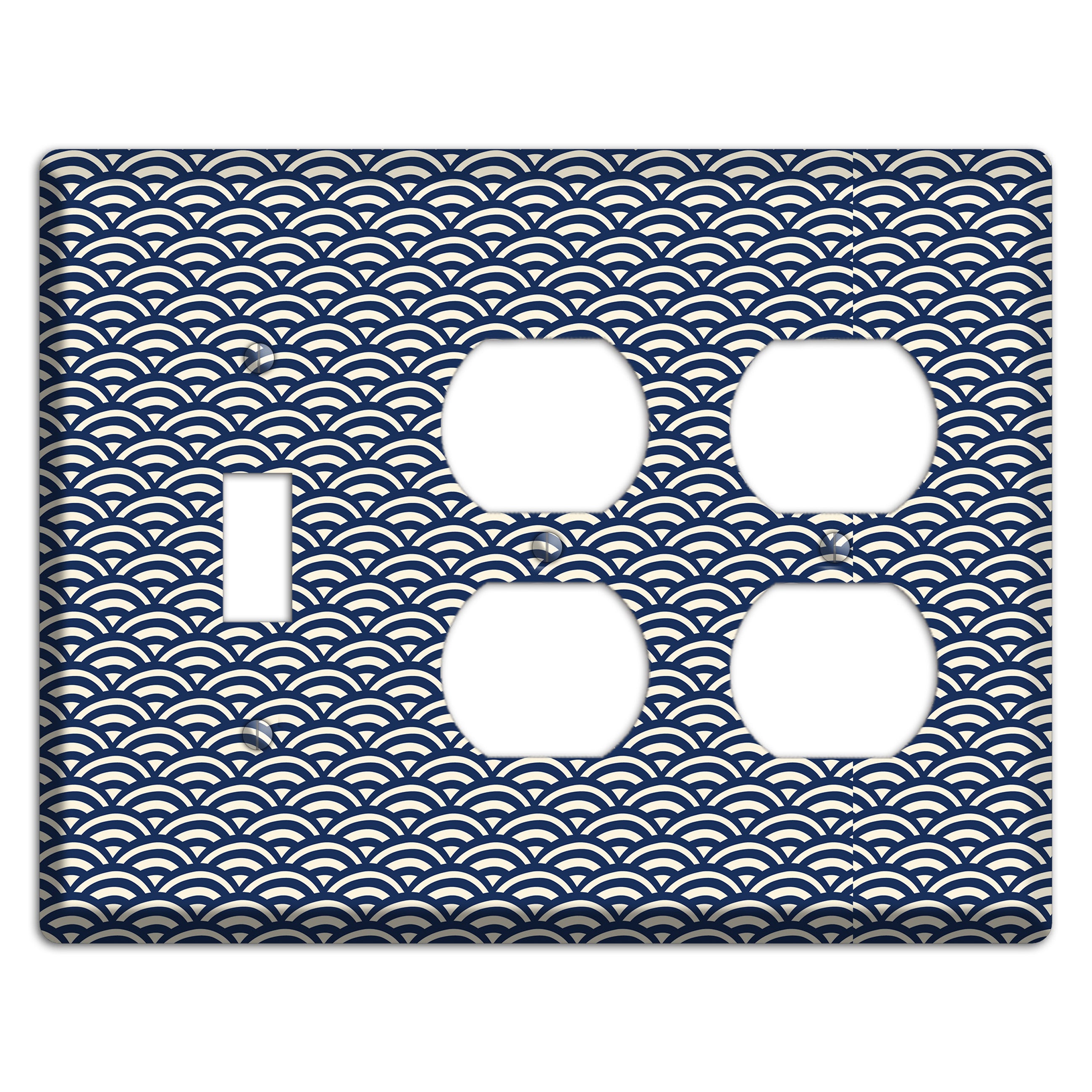Navy Scallop Print Toggle / 2 Duplex Wallplate