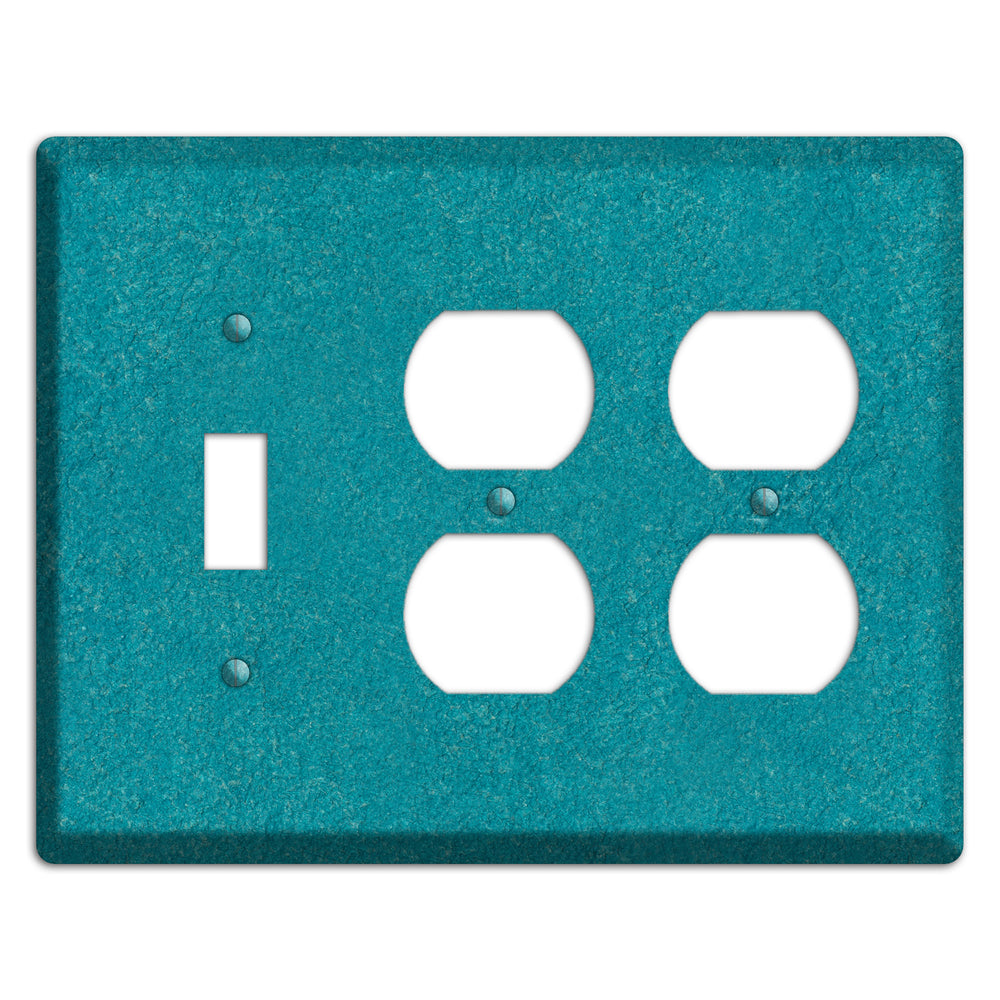 Stucco Teal Toggle / 2 Duplex Wallplate