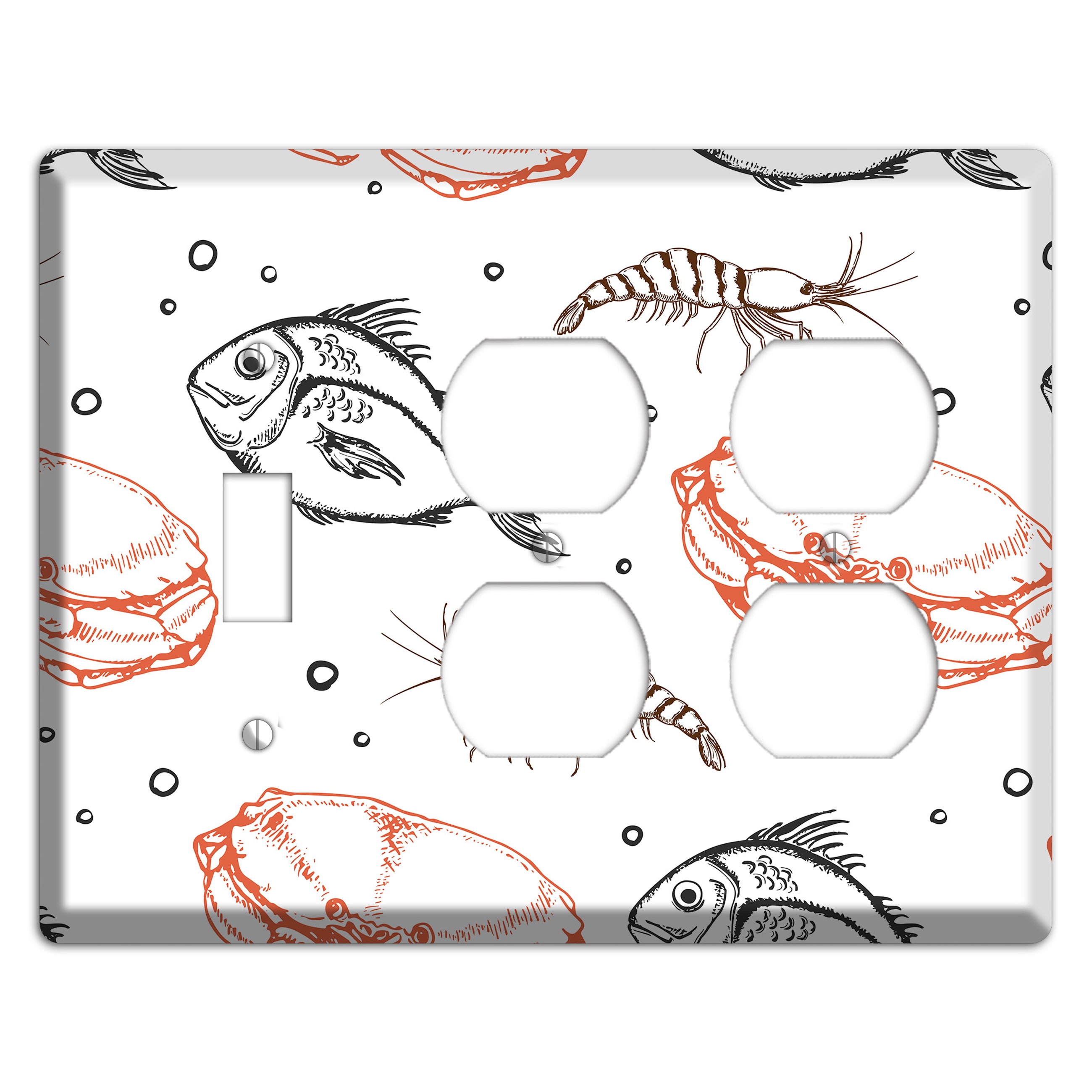 Mixed Sea Life Style 3 Toggle / 2 Duplex Wallplate