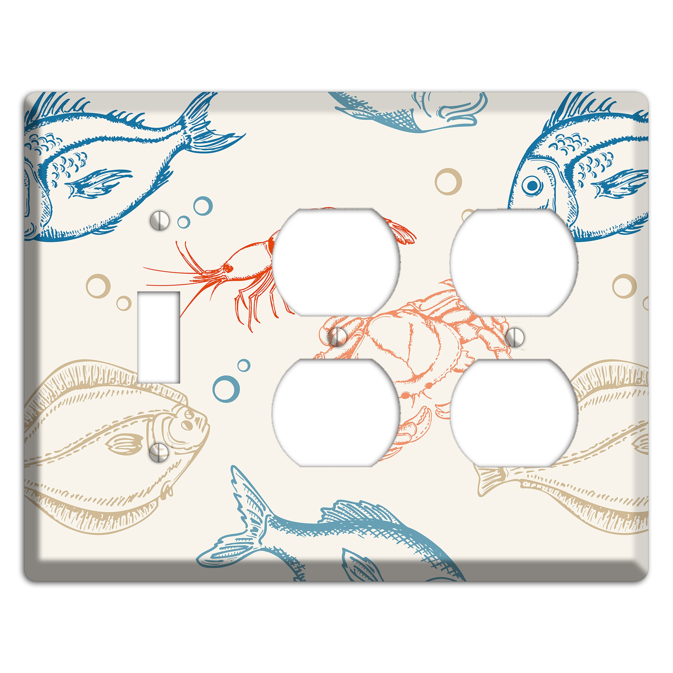 Mixed Sea Life Style 1 Toggle / 2 Duplex Wallplate