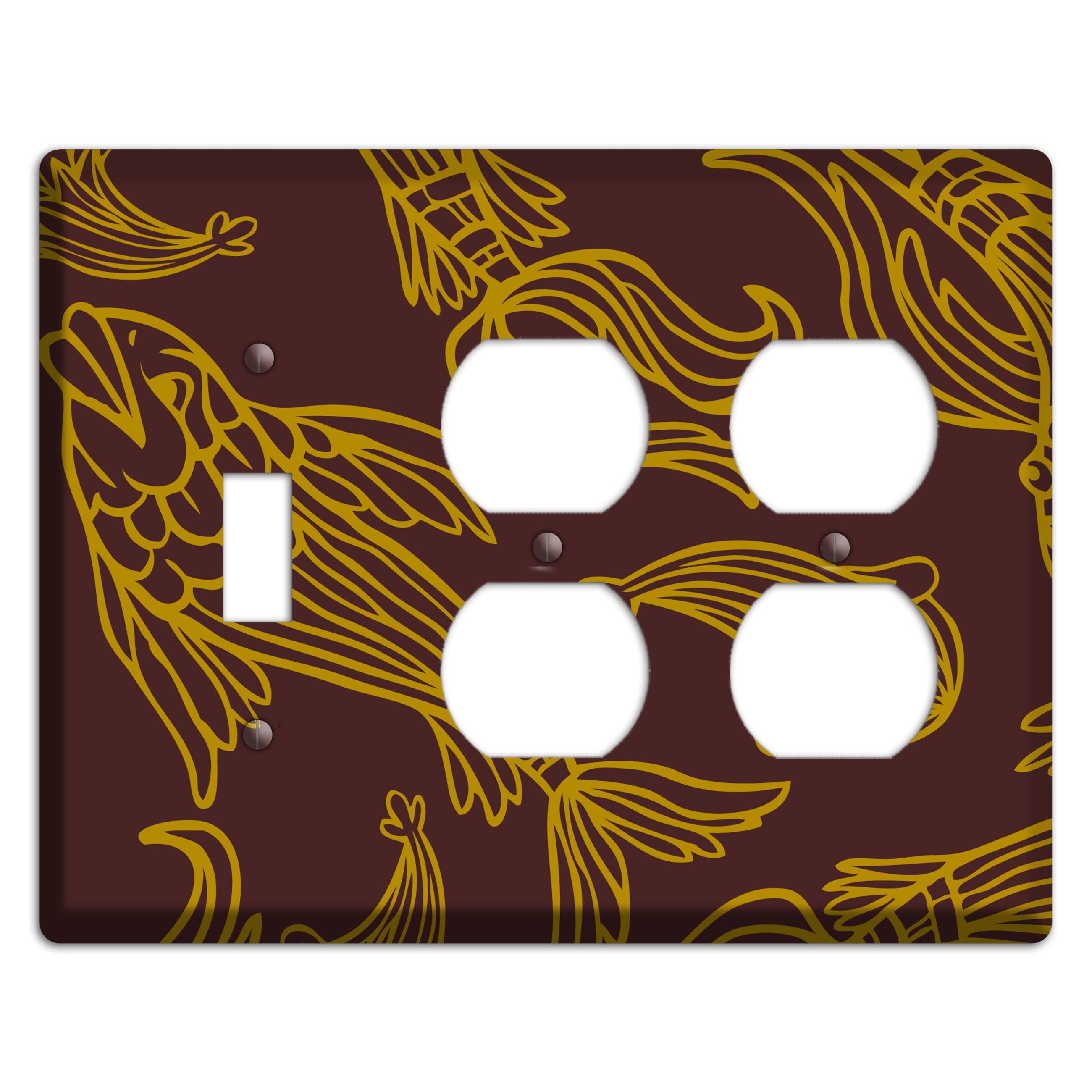 Brown and Beige Koi Toggle / 2 Duplex Wallplate