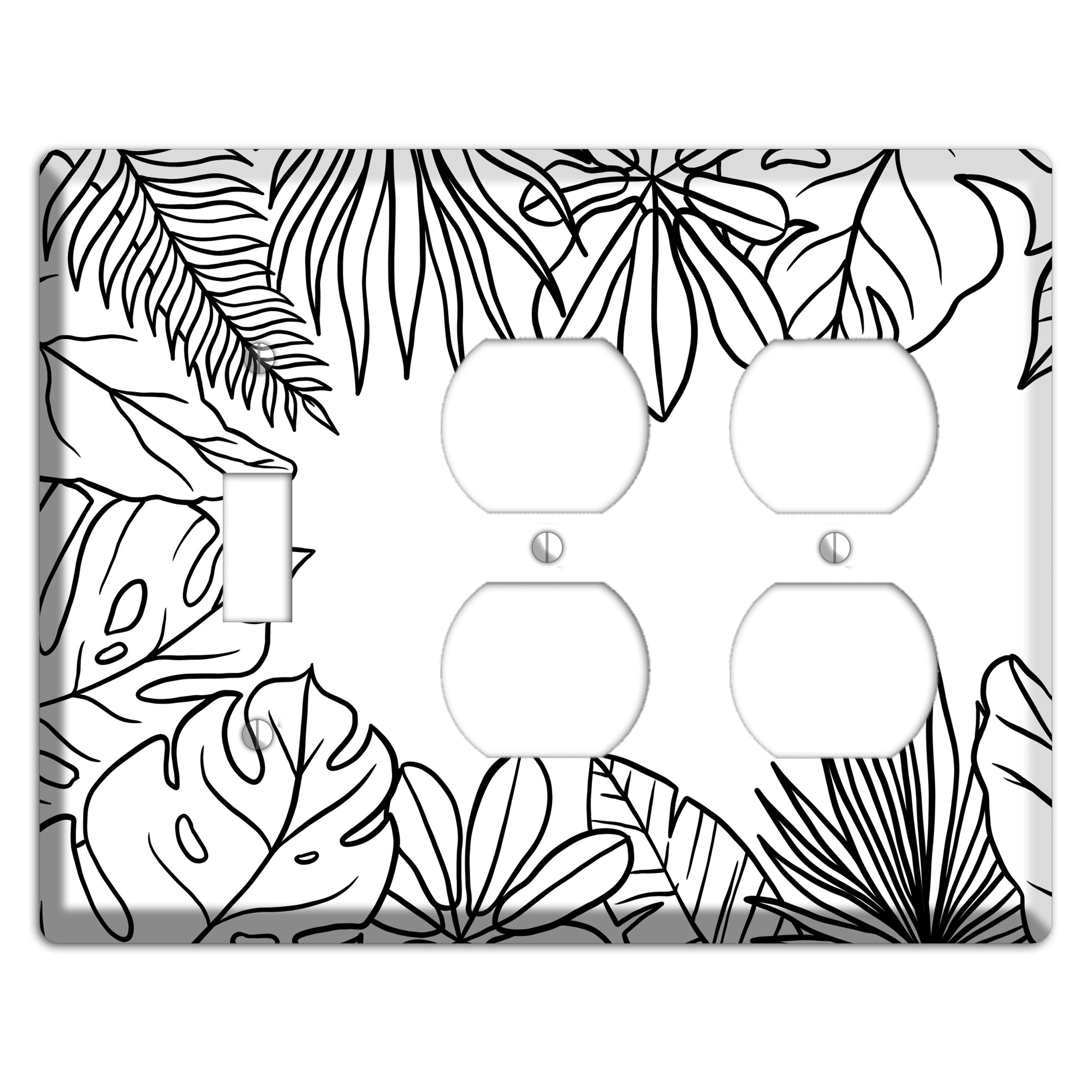 Hand-Drawn Leaves 3 Toggle / 2 Duplex Wallplate