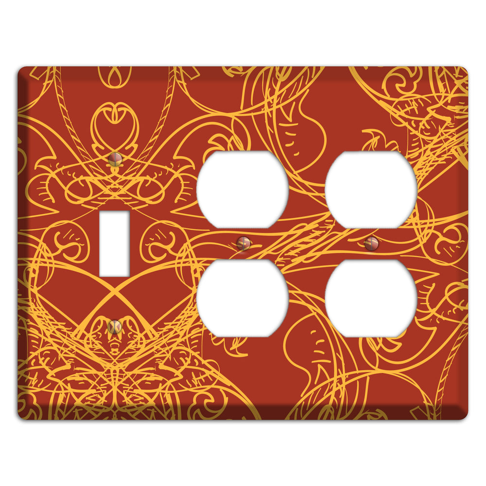 Red Deco Sketch Toggle / 2 Duplex Wallplate