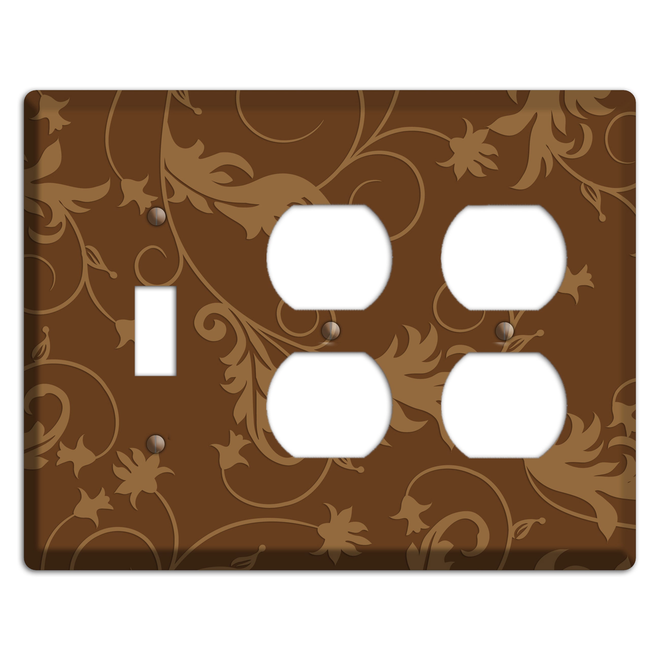 Brown Victorian Sprig Toggle / 2 Duplex Wallplate