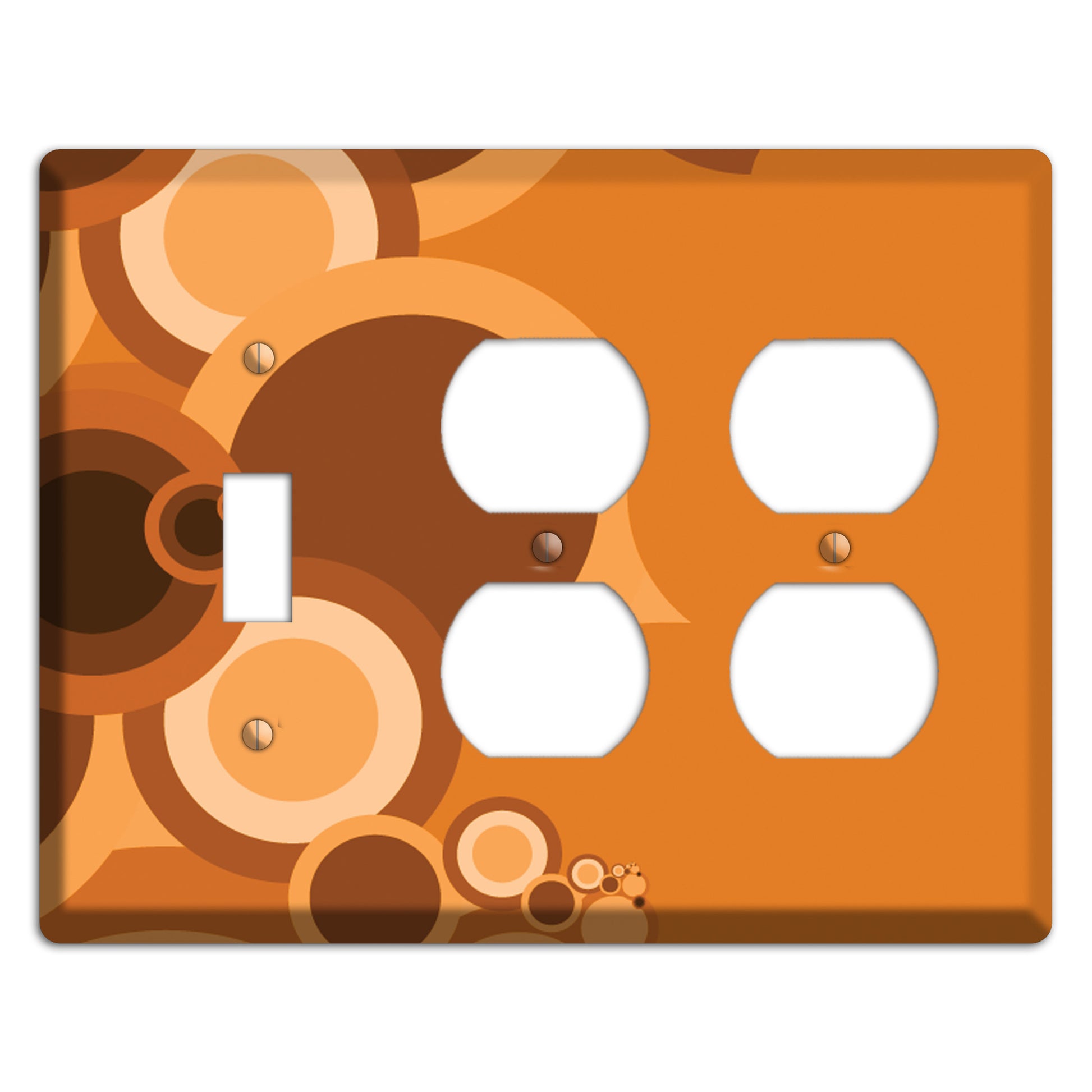 Burnt Orange Circles Toggle / 2 Duplex Wallplate