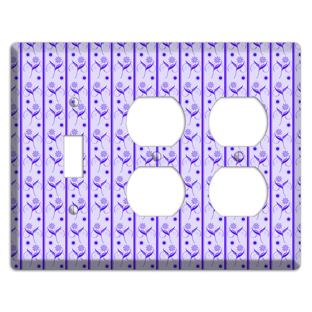 Purple Floral Pattern Toggle / 2 Duplex Wallplate