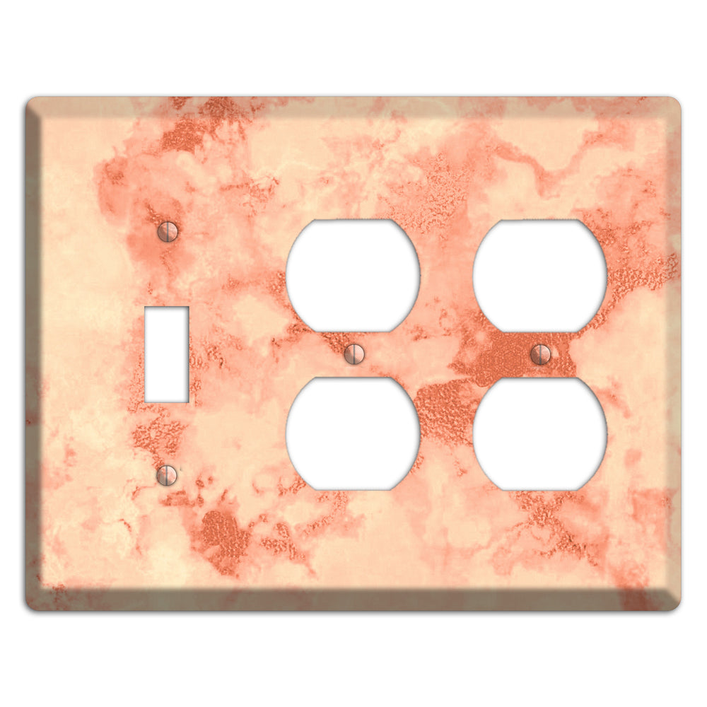 Apricot Peach Marble Toggle / 2 Duplex Wallplate