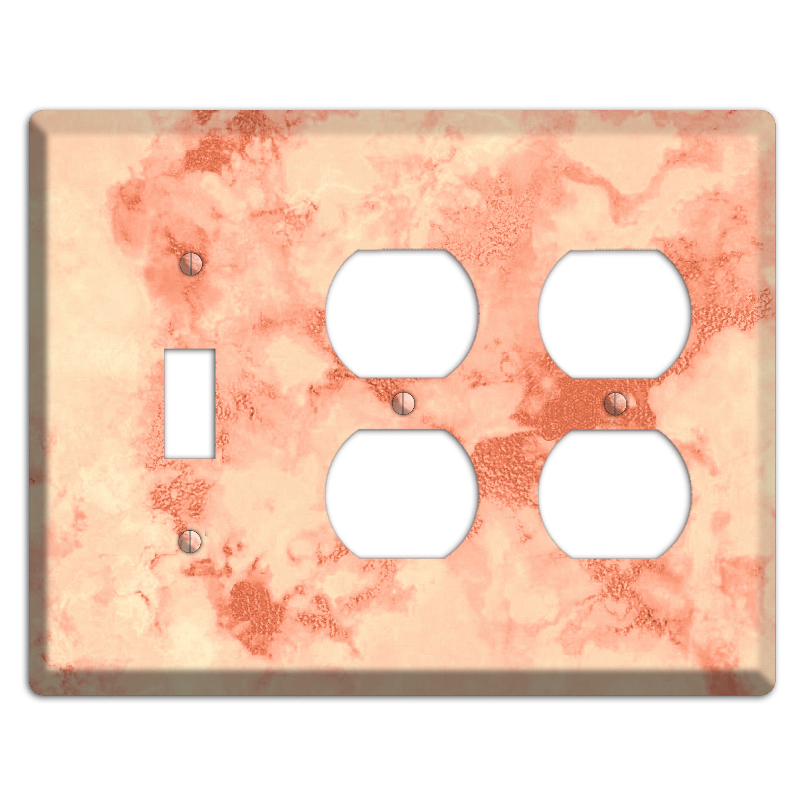 Apricot Peach Marble Toggle / 2 Duplex Wallplate