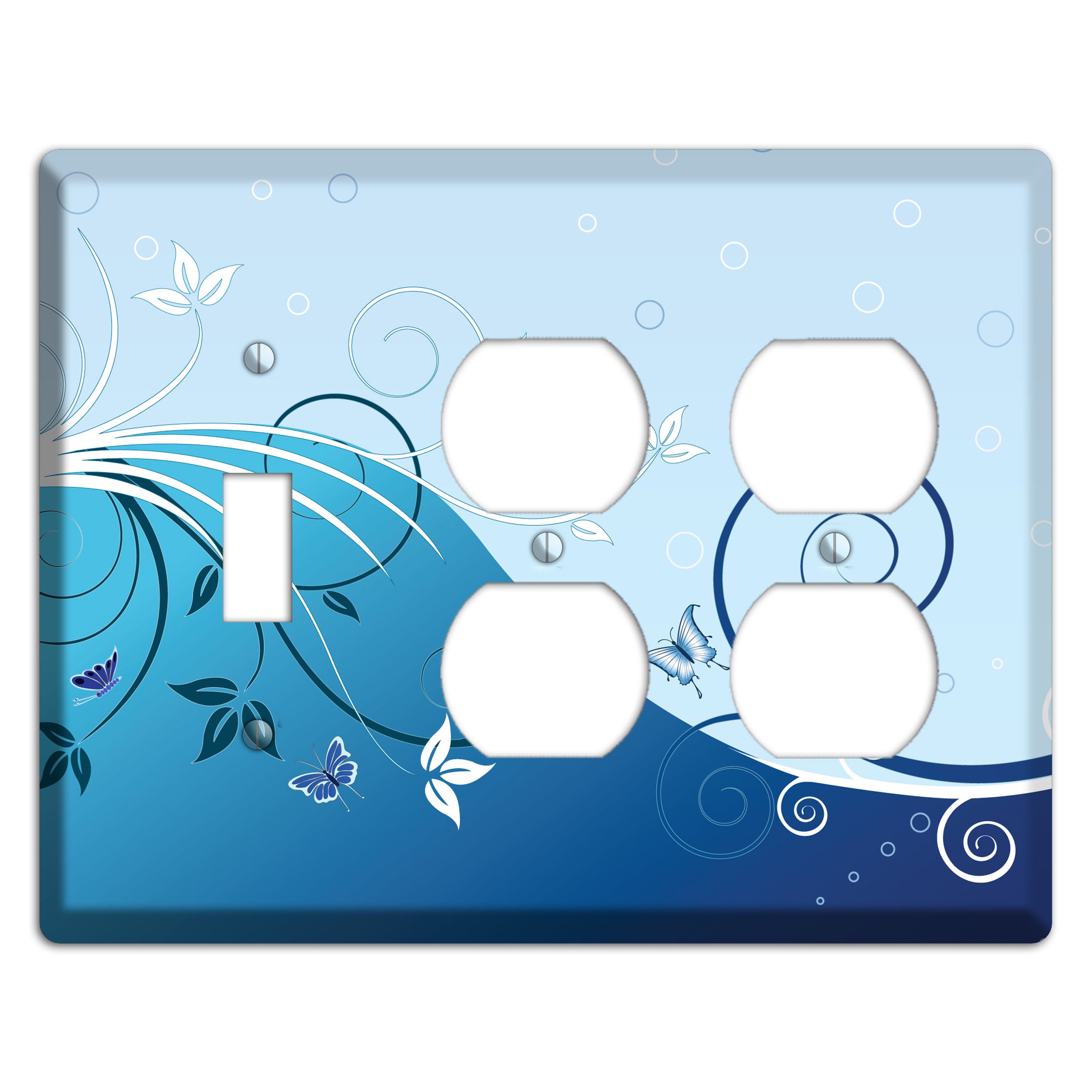 Blue Floral Sprig Toggle / 2 Duplex Wallplate