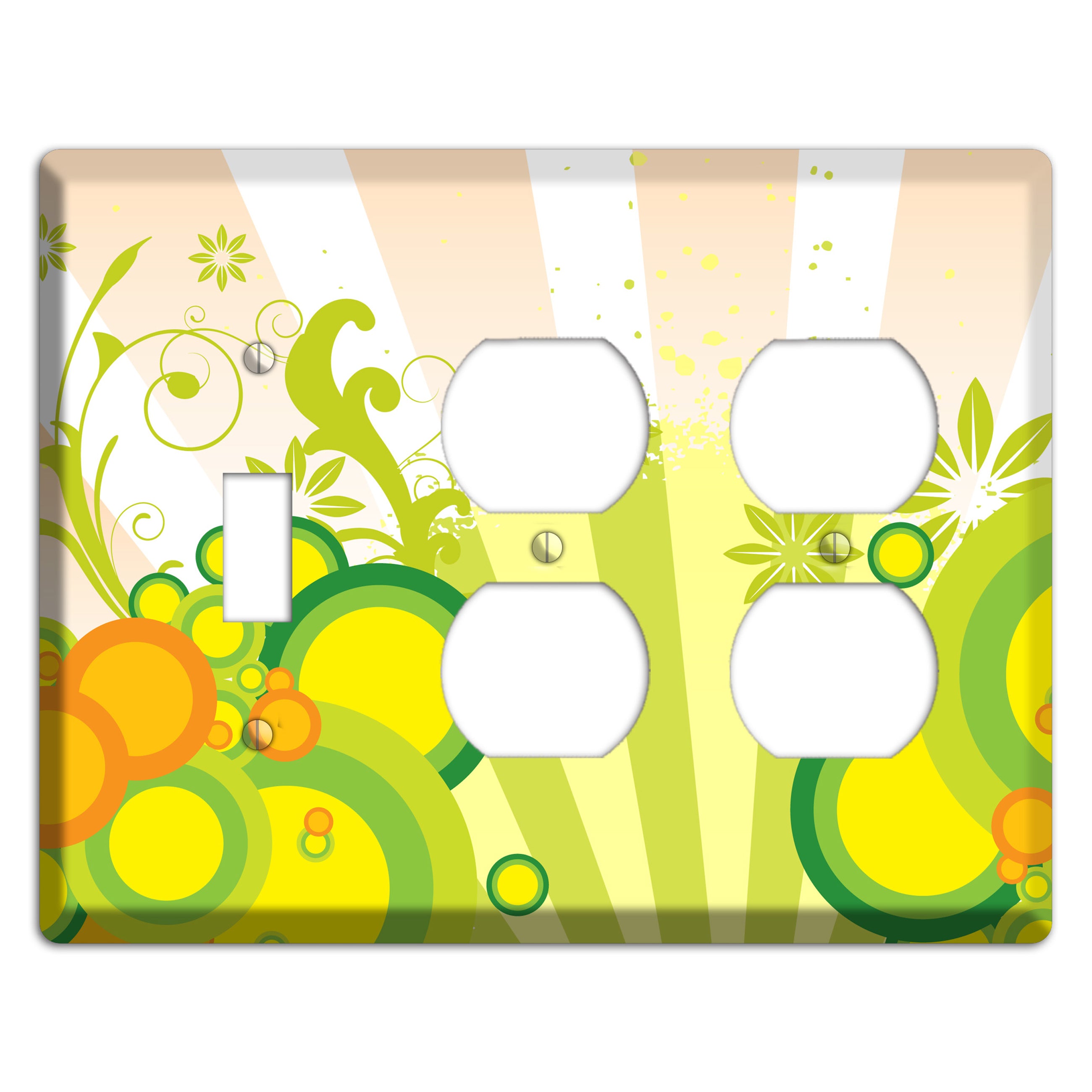 Green Yellow Orange Retro Sprig Toggle / 2 Duplex Wallplate