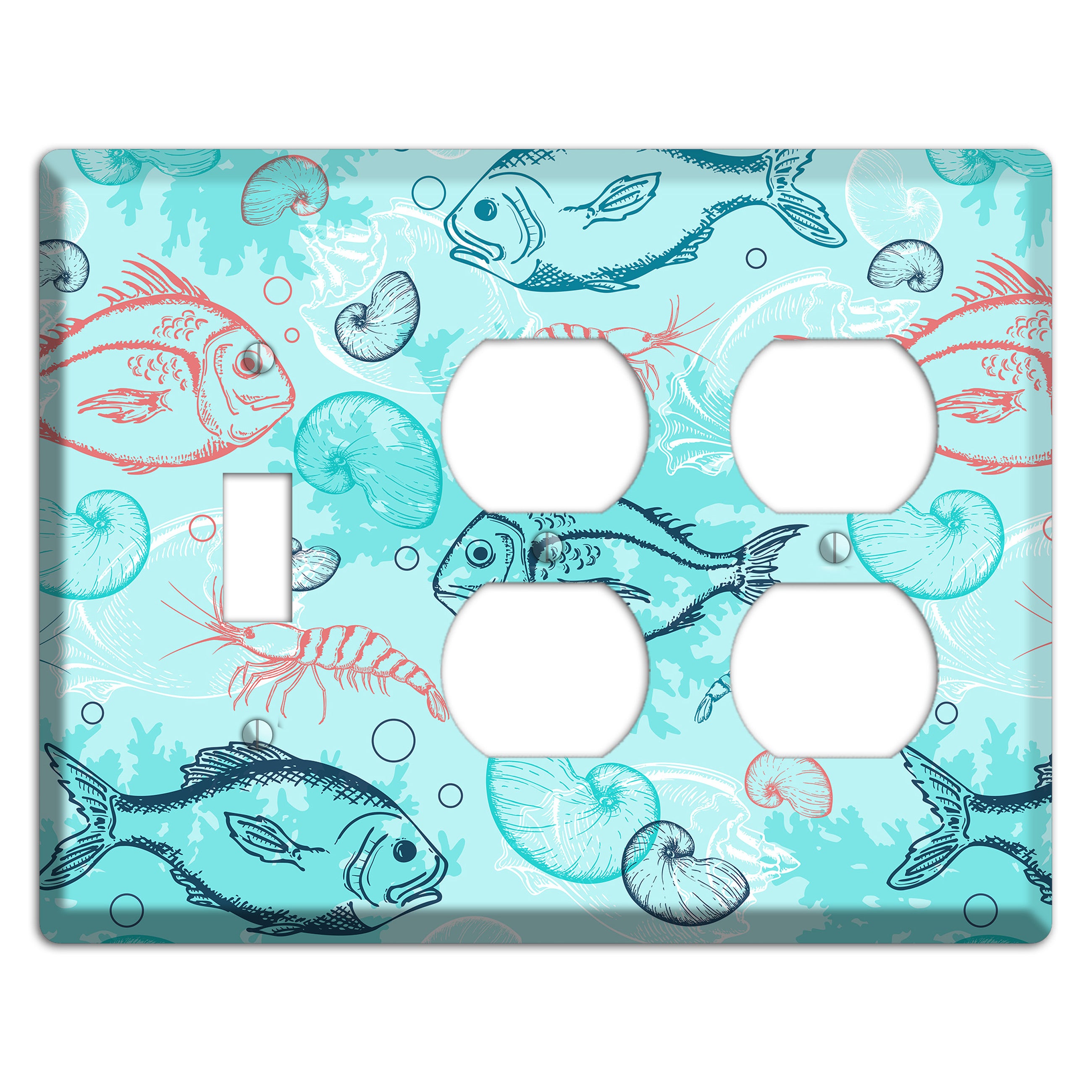 Mixed Sea Life Style 24 Toggle / 2 Duplex Wallplate
