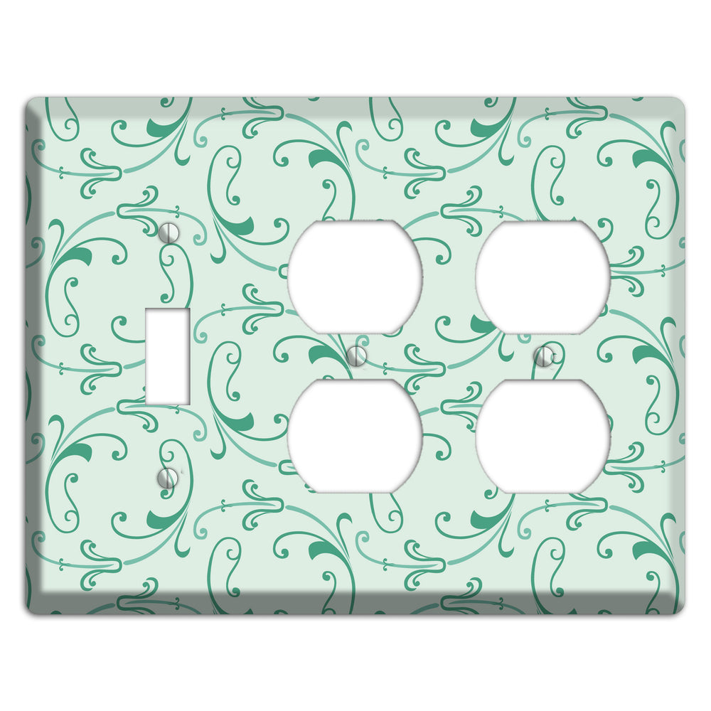 Aqua Victorian Sprig Toggle / 2 Duplex Wallplate