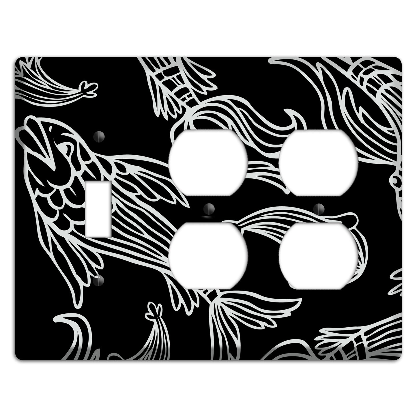 Black and White Koi Toggle / 2 Duplex Wallplate