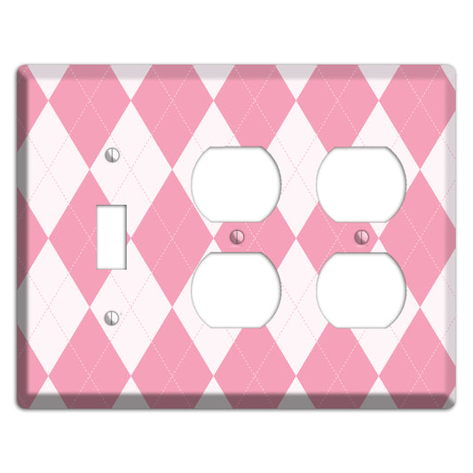 Pink Argyle Toggle / 2 Duplex Wallplate