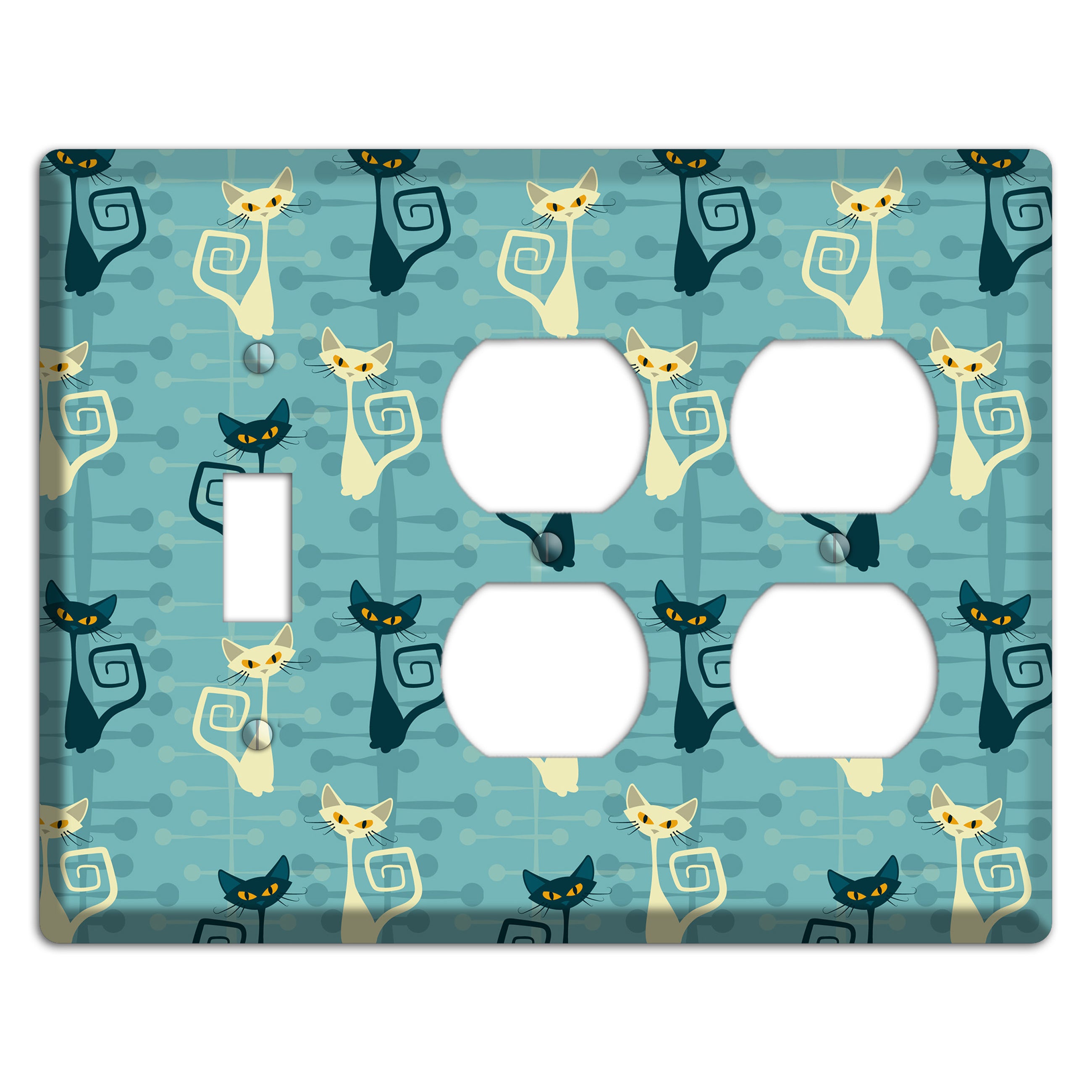 Black and Yellow Kitties Toggle / 2 Duplex Wallplate