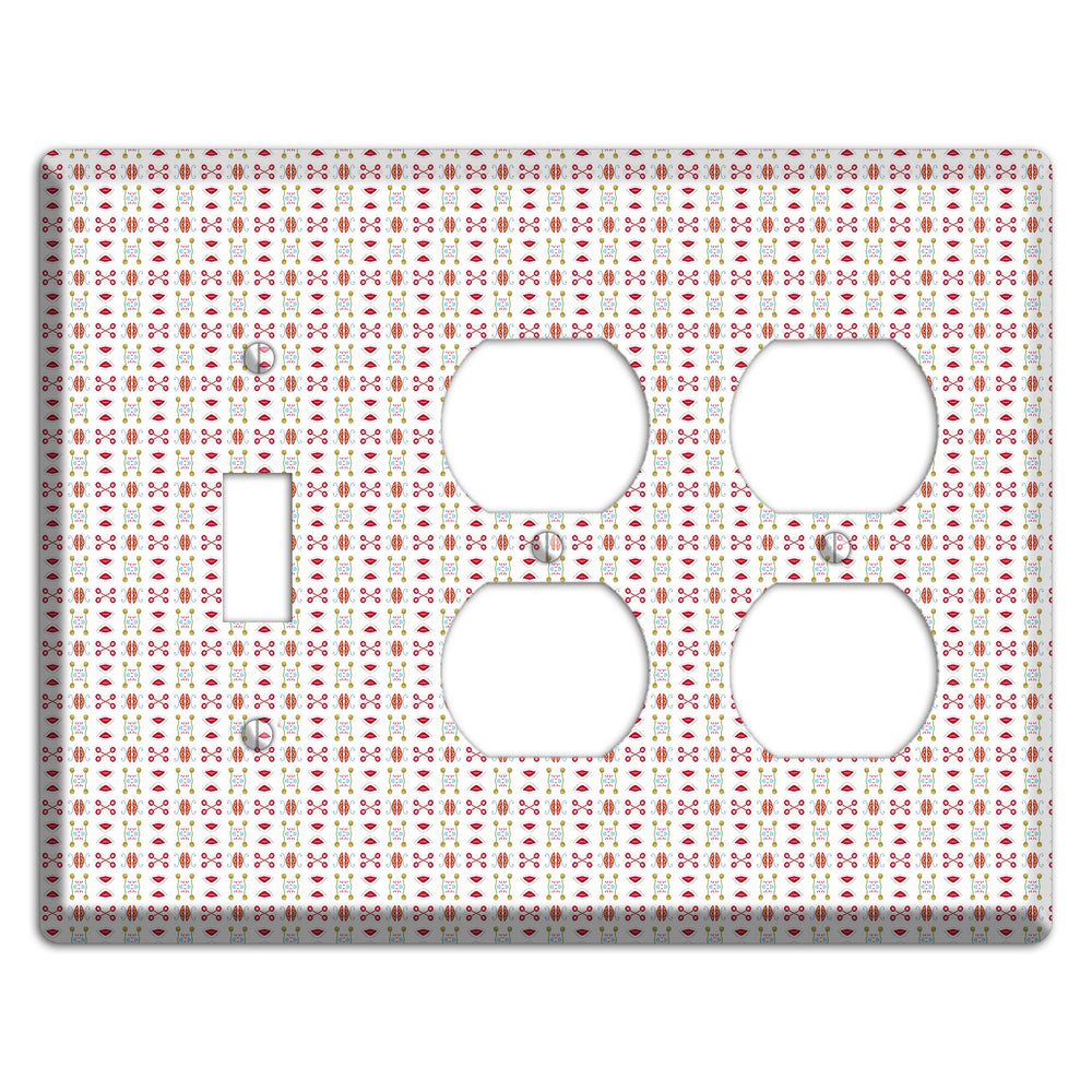 White Red Blue Olive Retro Toggle / 2 Duplex Wallplate