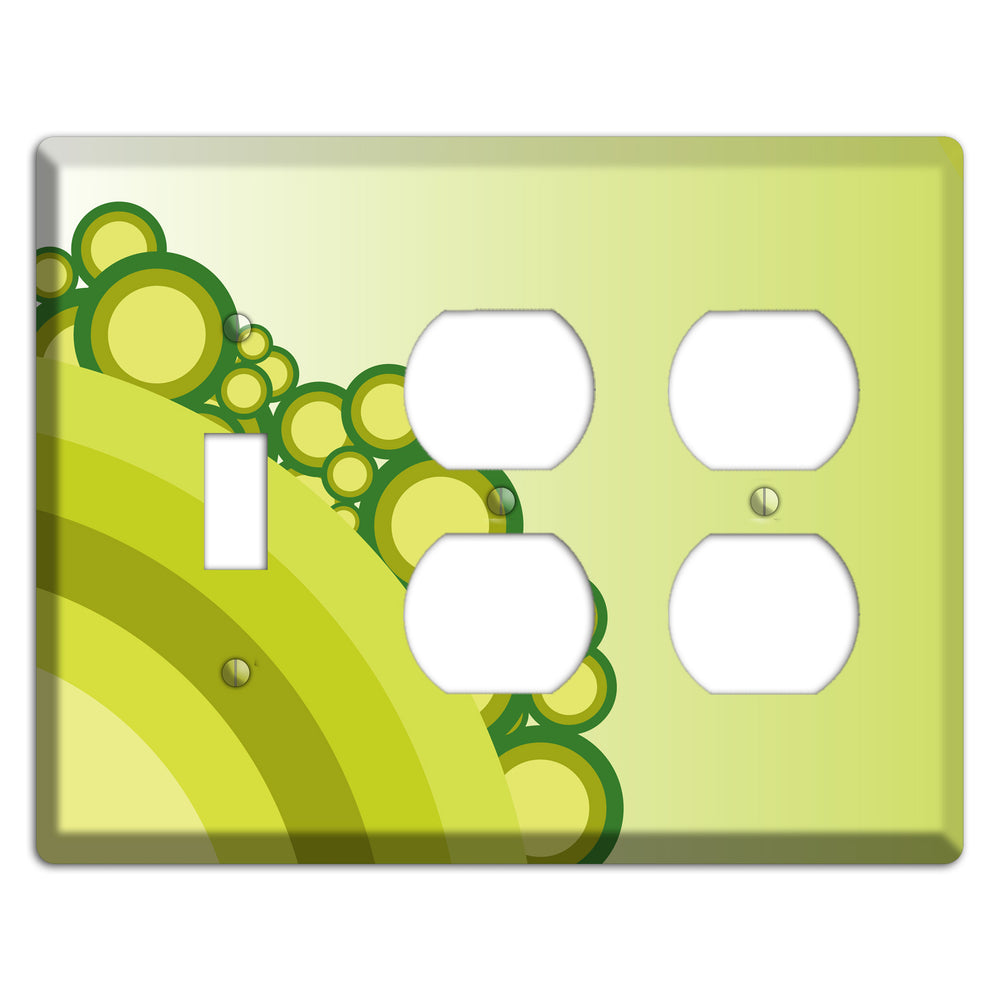 Green Rainbow Dots Toggle / 2 Duplex Wallplate