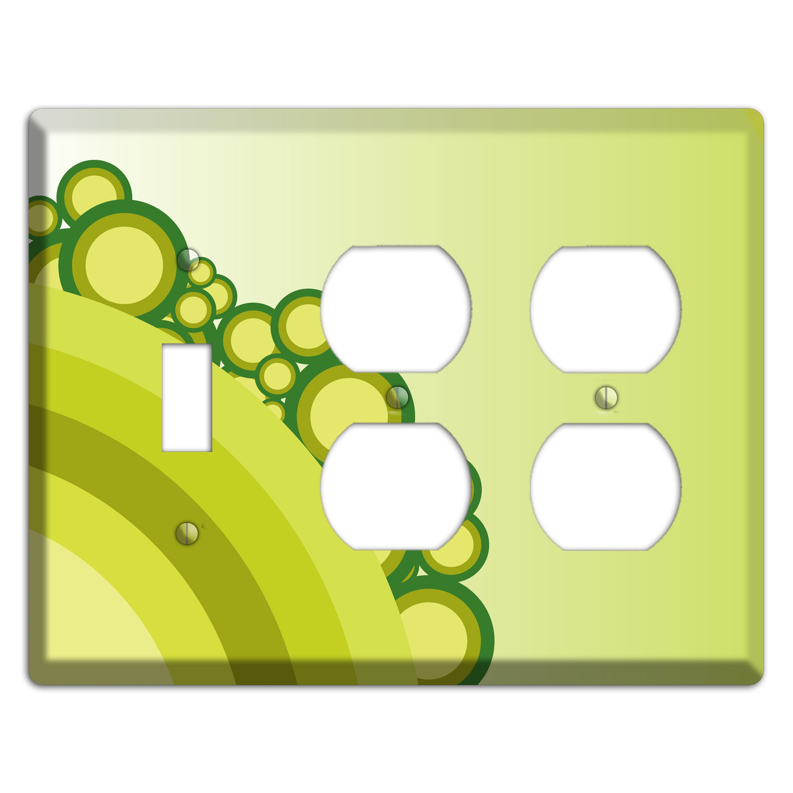 Green Rainbow Dots Toggle / 2 Duplex Wallplate