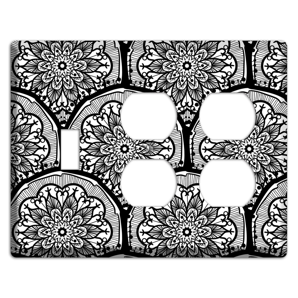 Mandala Black and White Style A Cover Plates Toggle / 2 Duplex Wallplate