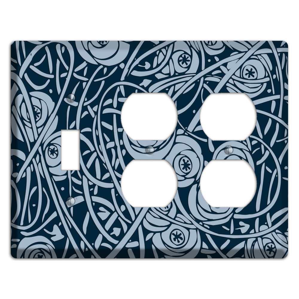 Navy Abstract Floral Toggle / 2 Duplex Wallplate