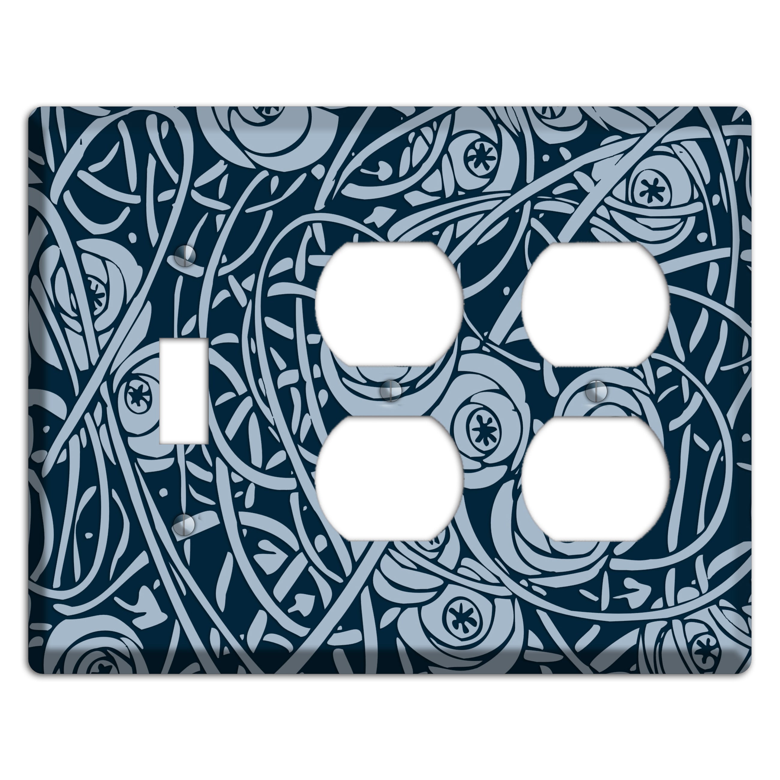 Navy Abstract Floral Toggle / 2 Duplex Wallplate