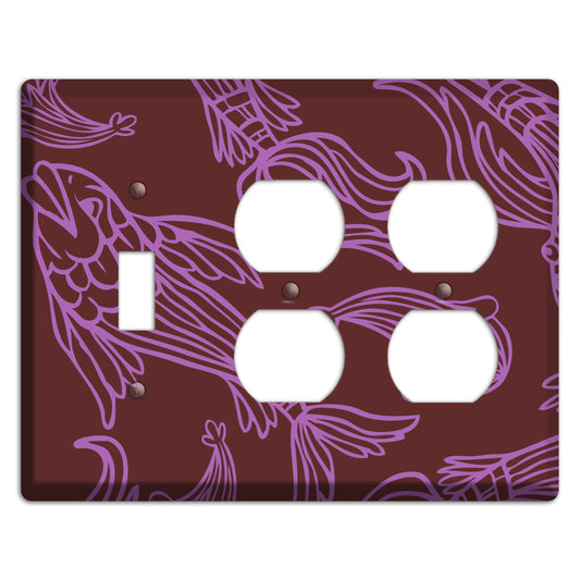 Purple and Pink Koi Toggle / 2 Duplex Wallplate