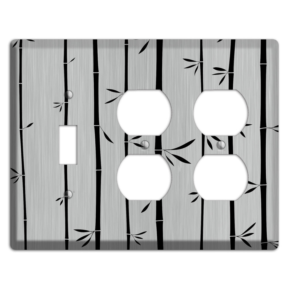 Bamboo Stainless Steel Toggle / 2 Duplex Wallplate