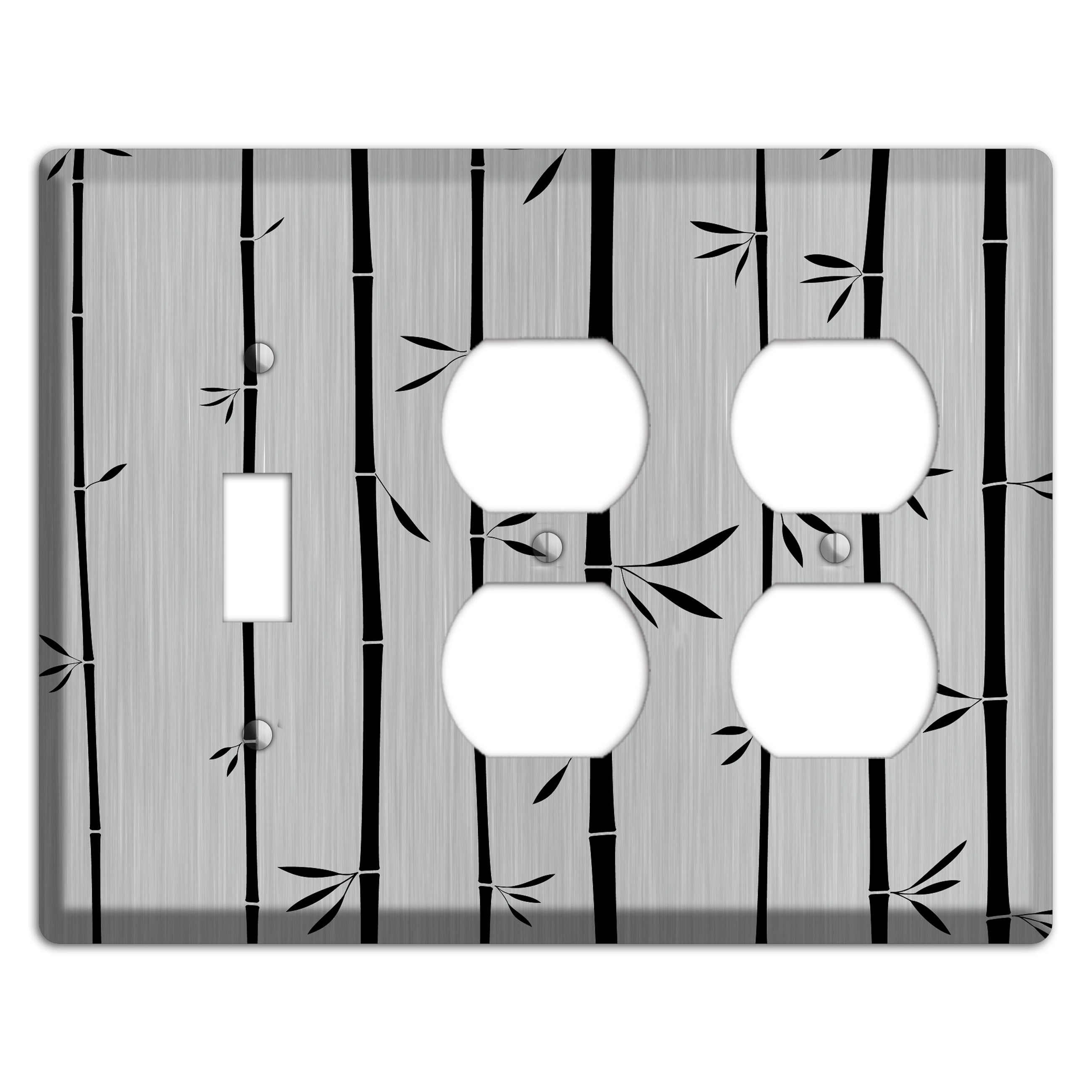 Bamboo  Stainless Toggle / 2 Duplex Wallplate