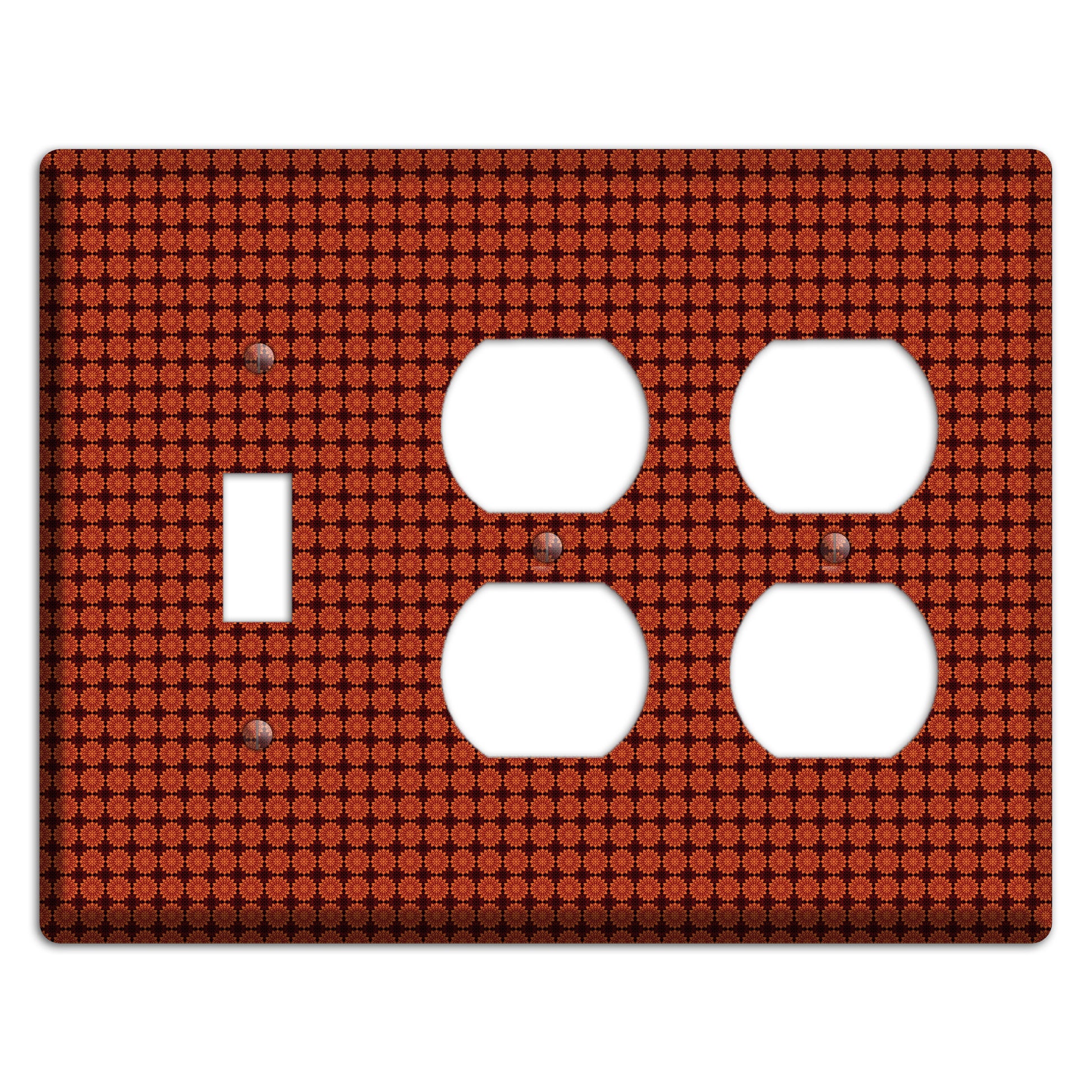 Maroon with Tiled Red Foulard Toggle / 2 Duplex Wallplate