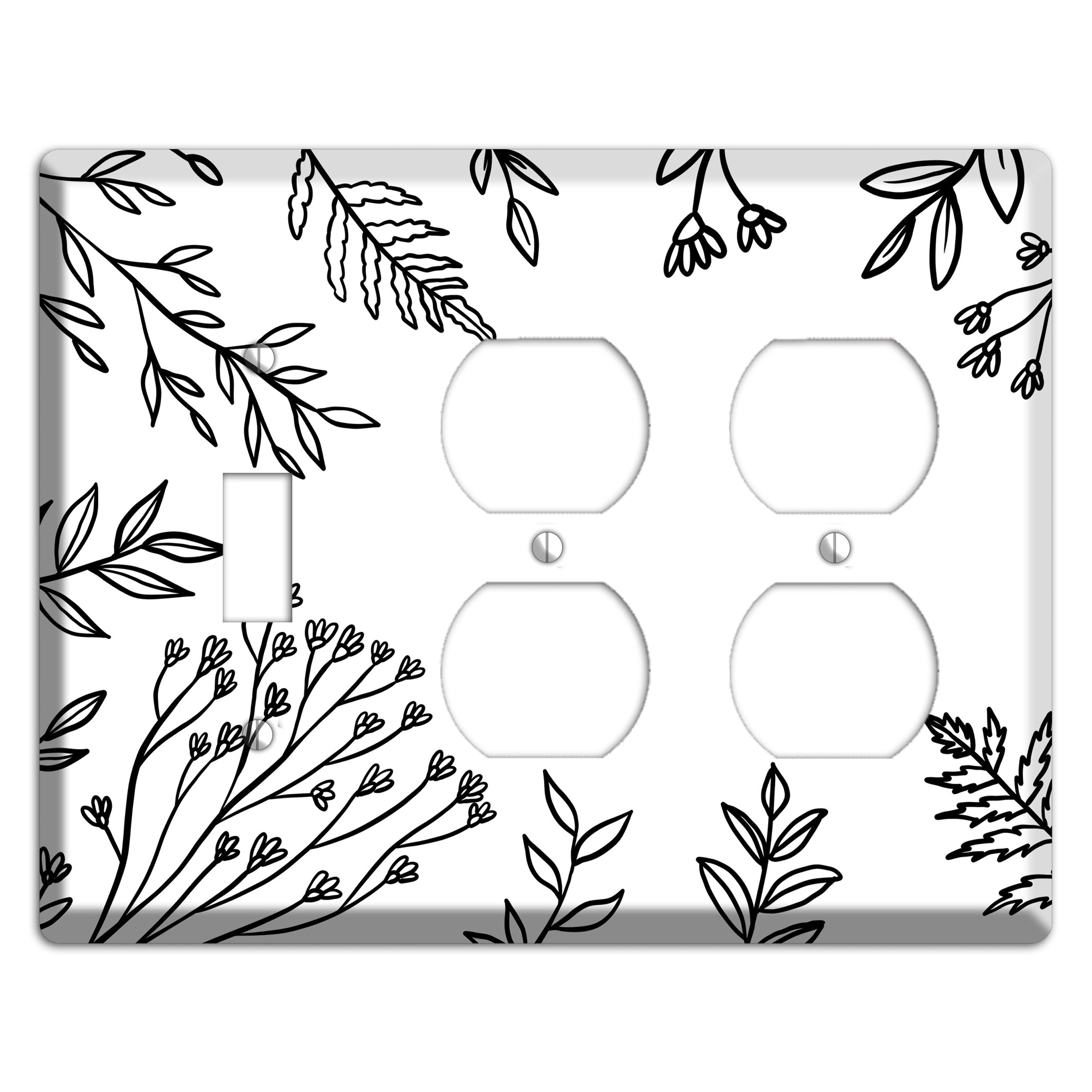 Hand-Drawn Floral 38 Toggle / 2 Duplex Wallplate