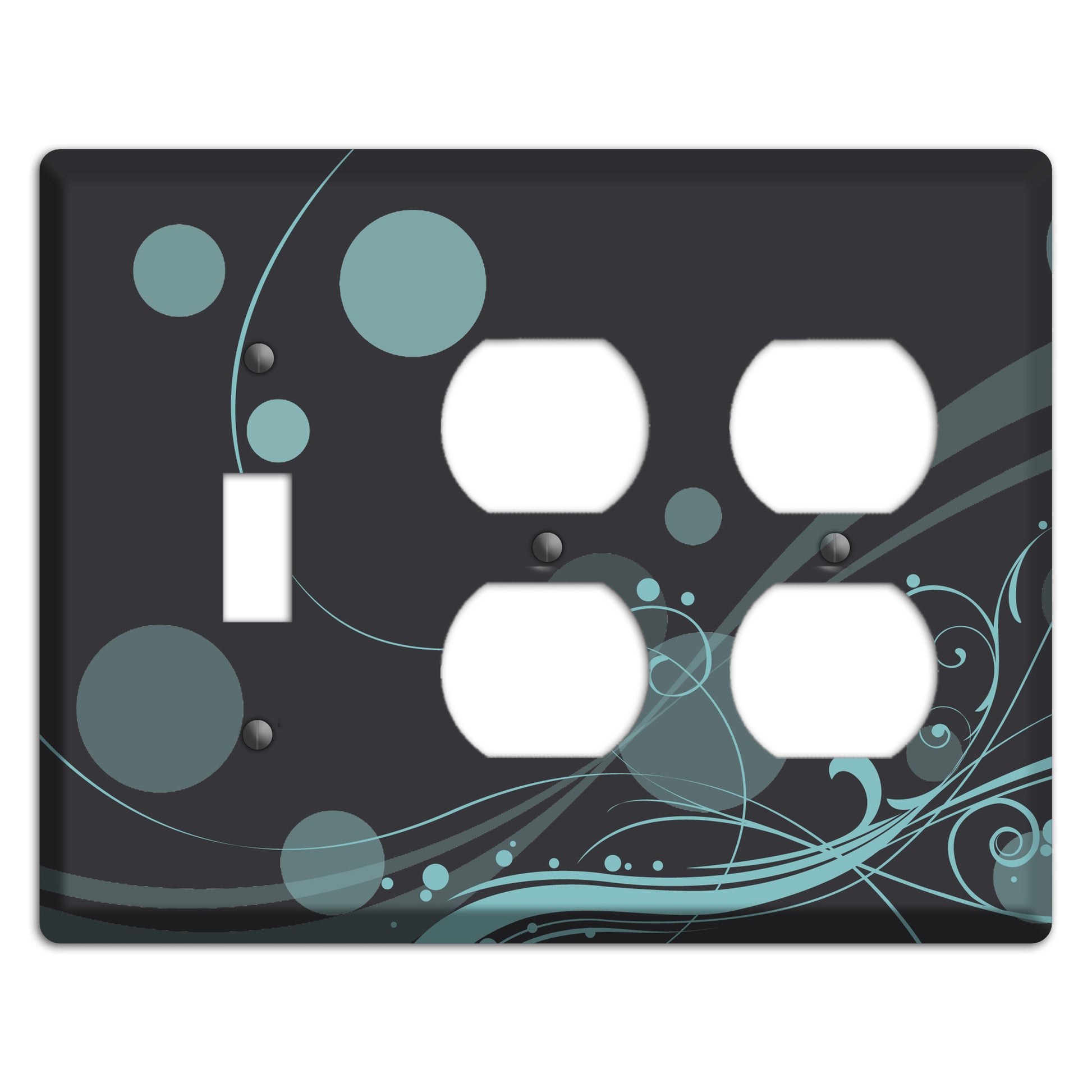Dark Grey with Blue-grey Dots and Swirls Toggle / 2 Duplex Wallplate