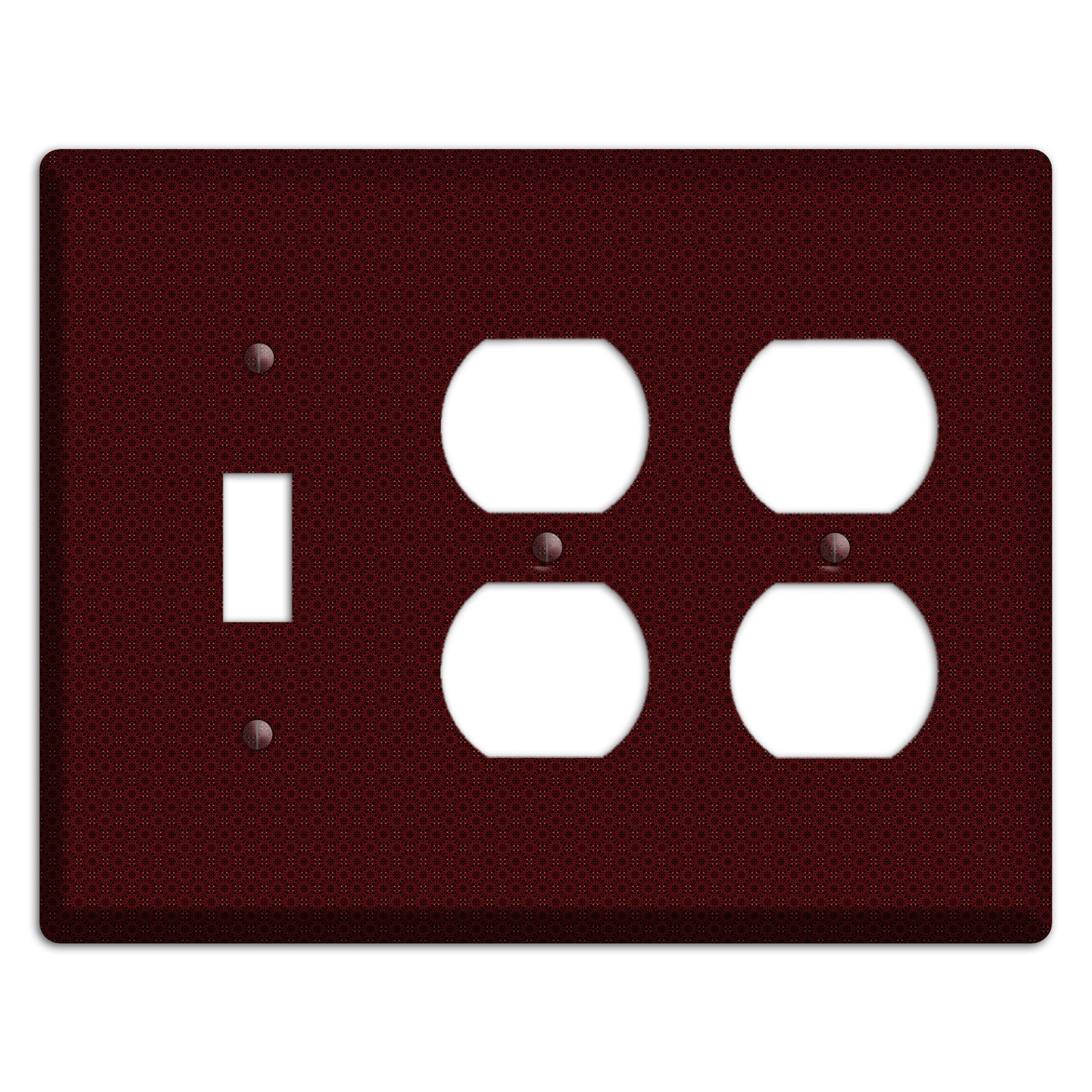 Maroon Tiny Checkered Foulard Toggle / 2 Duplex Wallplate