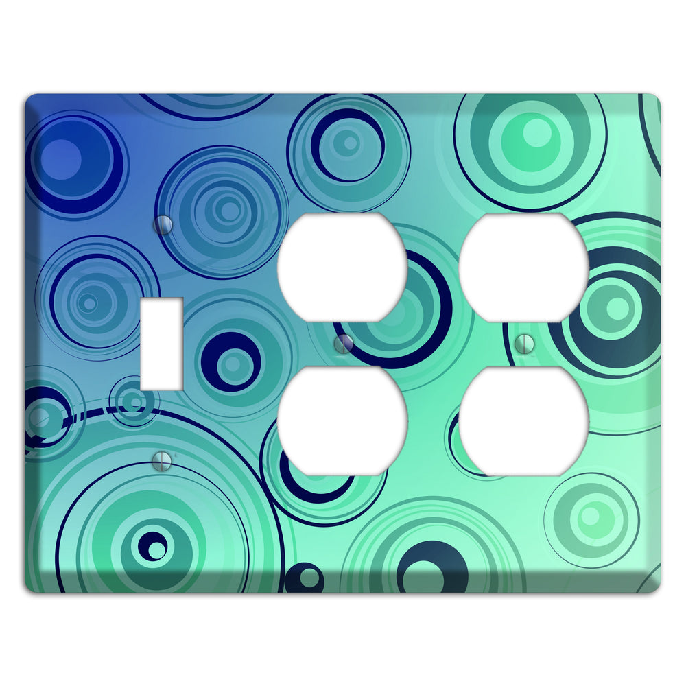Blue and Green Circles Toggle / 2 Duplex Wallplate