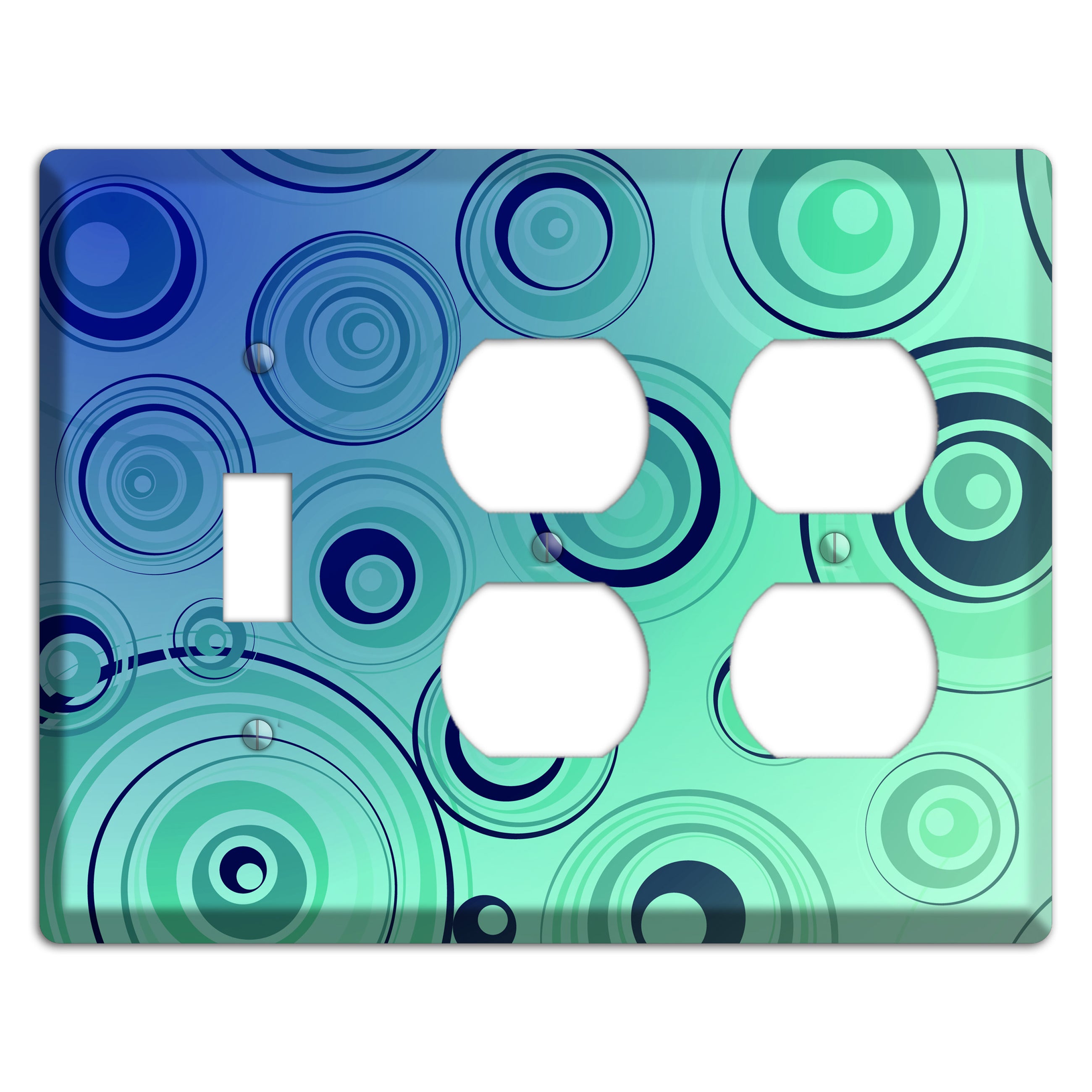 Blue and Green Circles Toggle / 2 Duplex Wallplate
