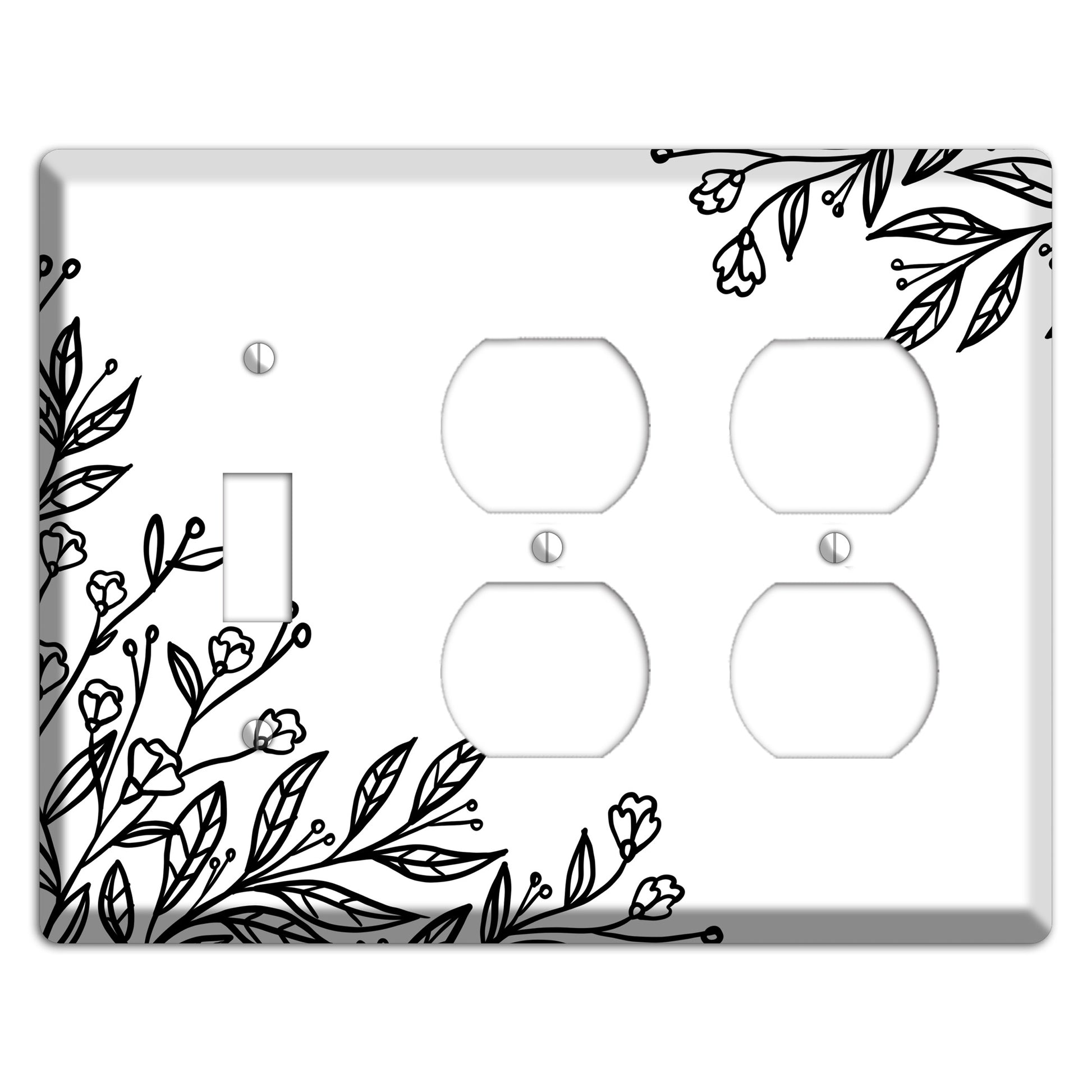 Hand-Drawn Floral 2 Toggle / 2 Duplex Wallplate