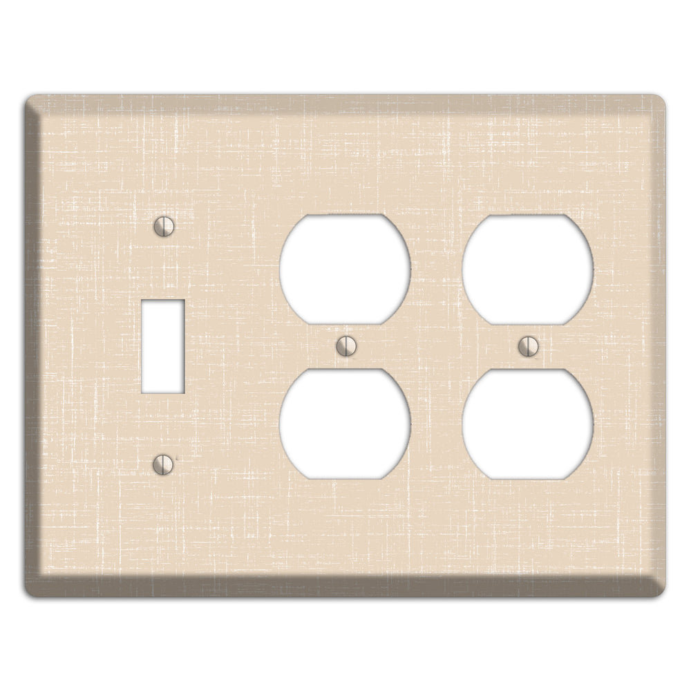 Double Spanish White Neutral Texture Toggle / 2 Duplex Wallplate