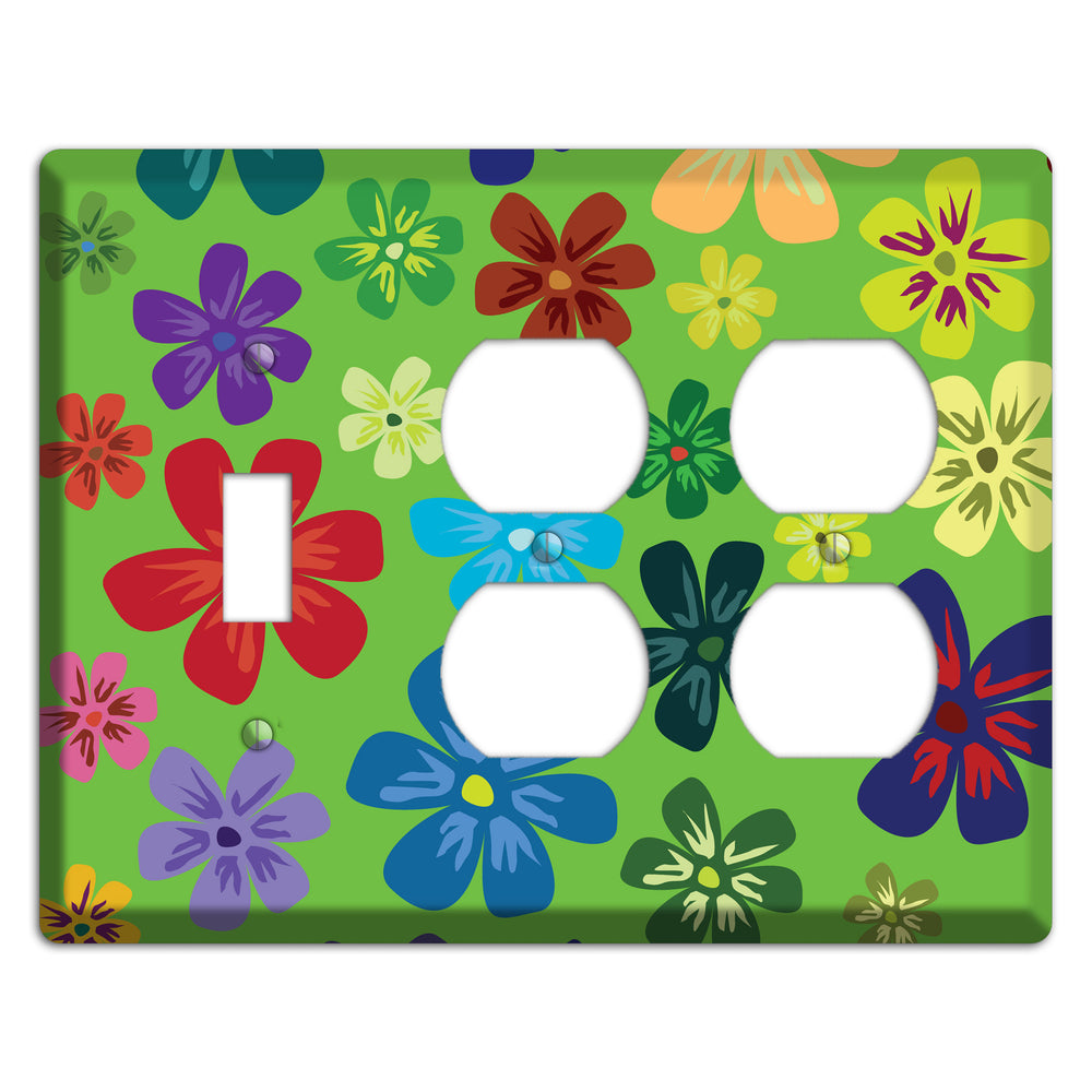 Orange Flowers Toggle / 2 Duplex Wallplate