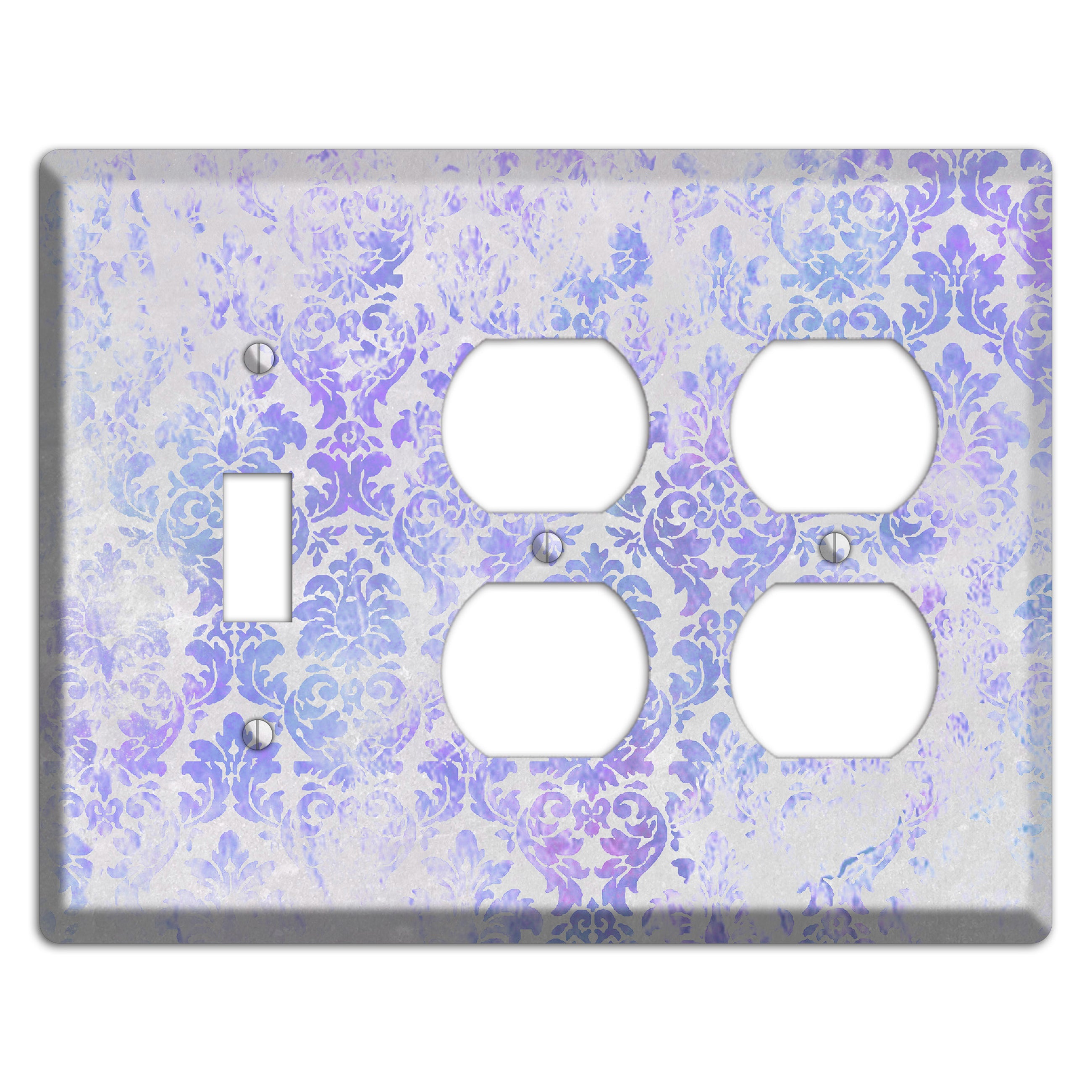 Periwinkle Gray Whimsical Damask Toggle / 2 Duplex Wallplate