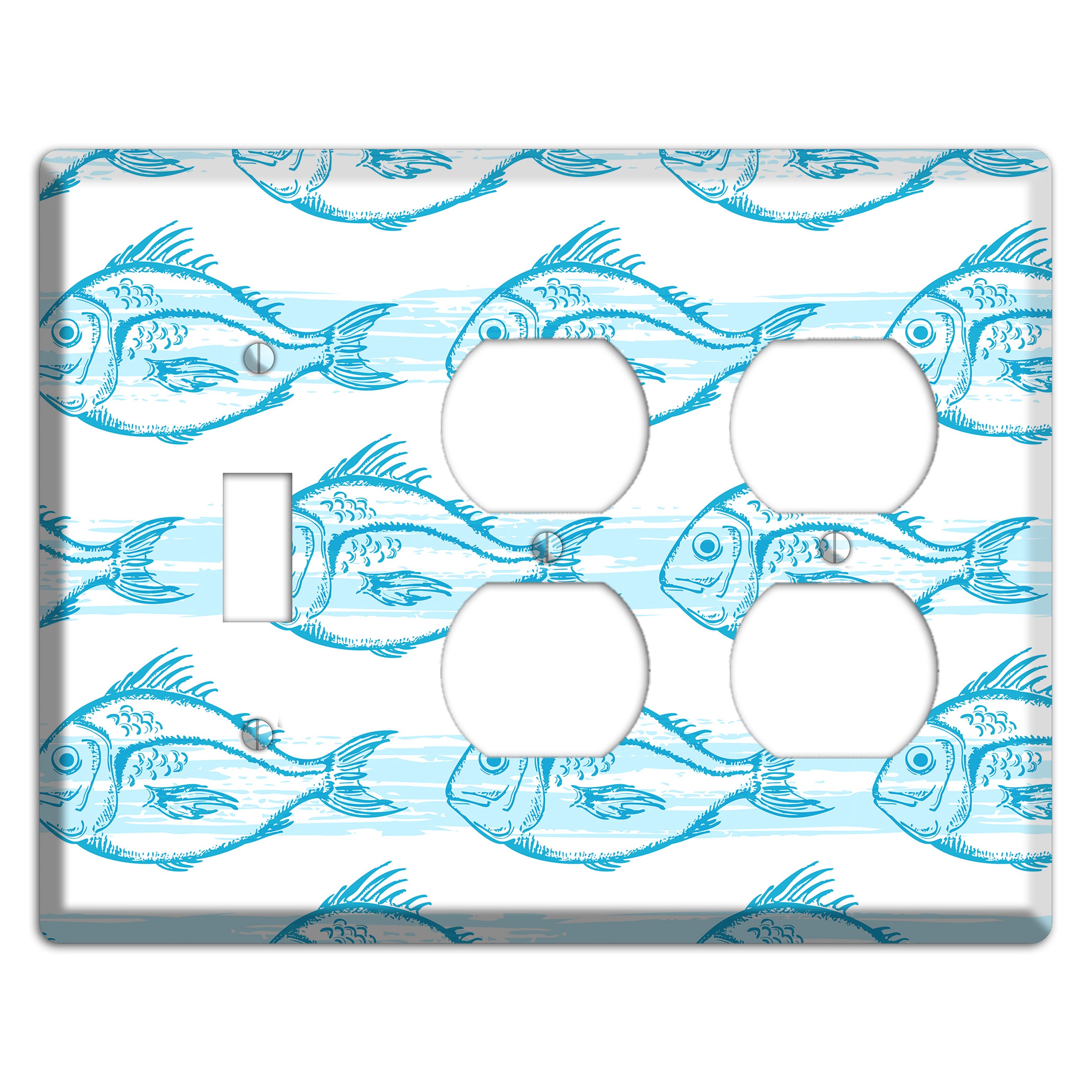 Blue Fish Toggle / 2 Duplex Wallplate