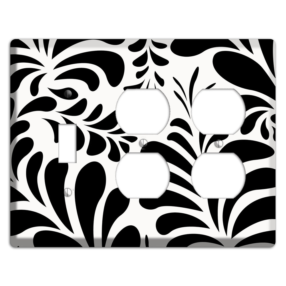 White with Black Herati Toggle / 2 Duplex Wallplate