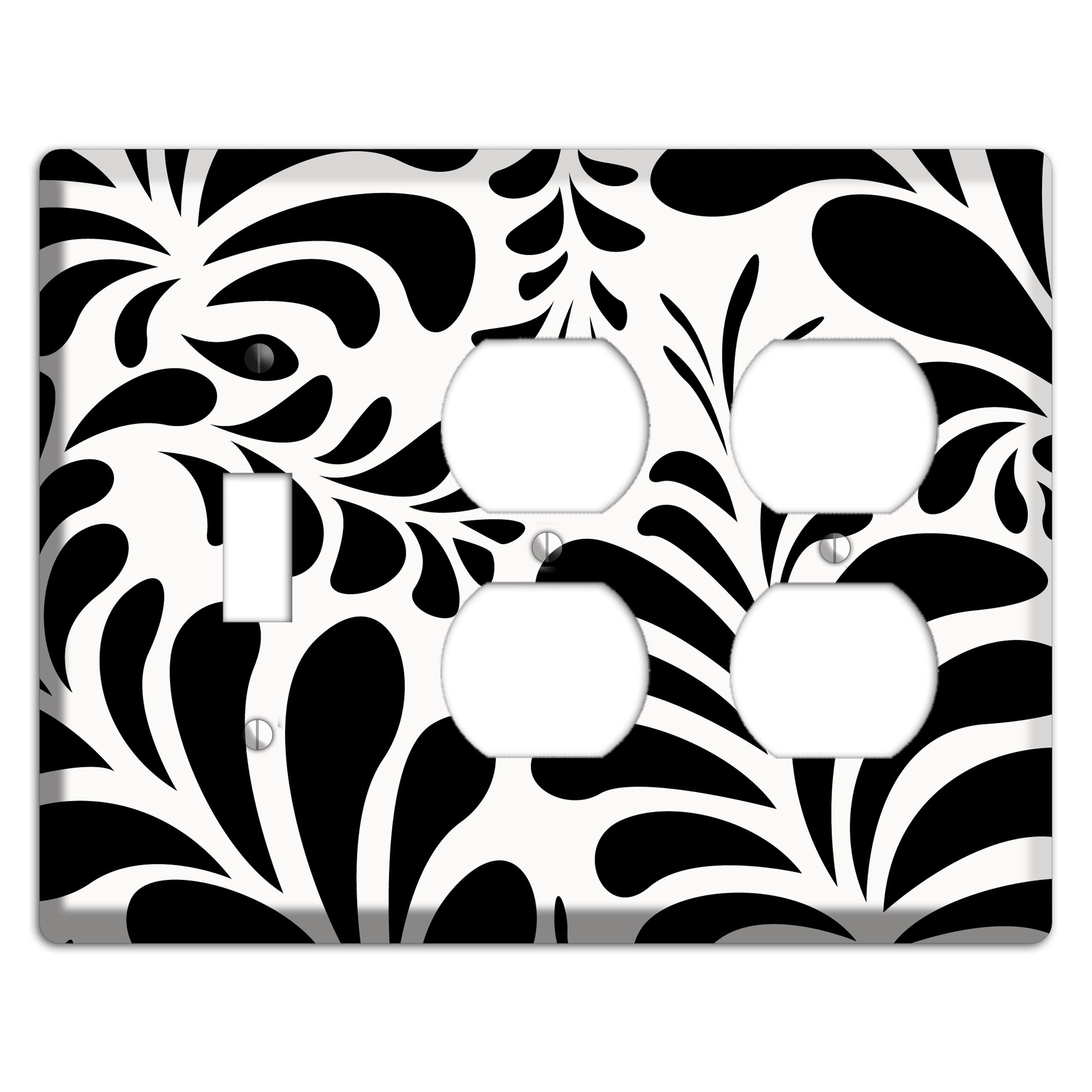 White with Black Herati Toggle / 2 Duplex Wallplate