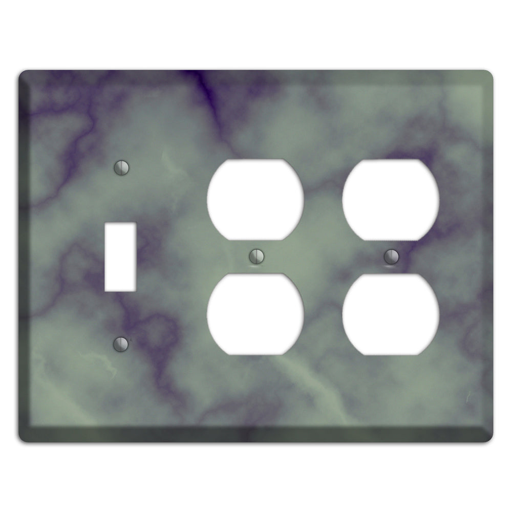 Mid Gray Marble Toggle / 2 Duplex Wallplate