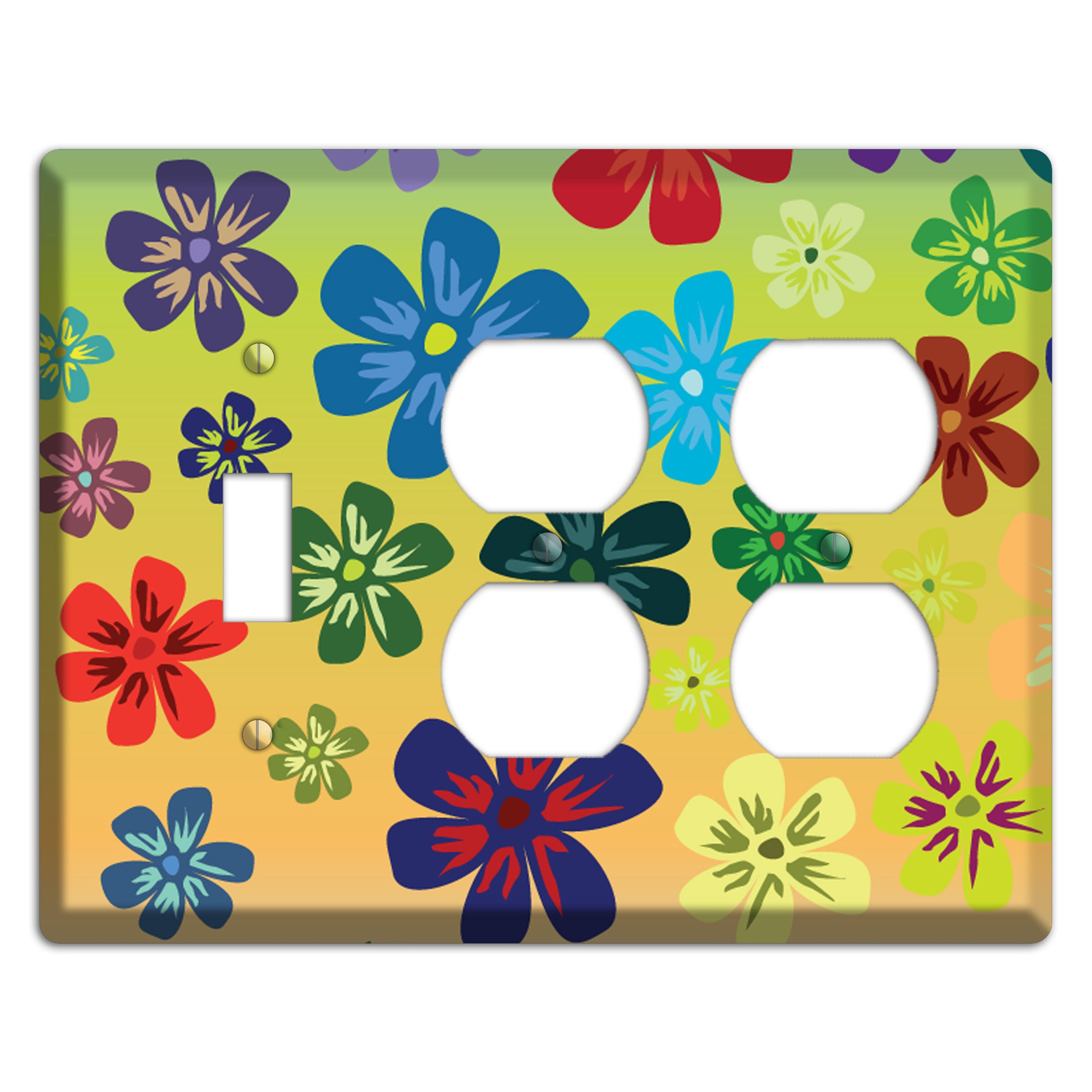 Black Flowers Toggle / 2 Duplex Wallplate
